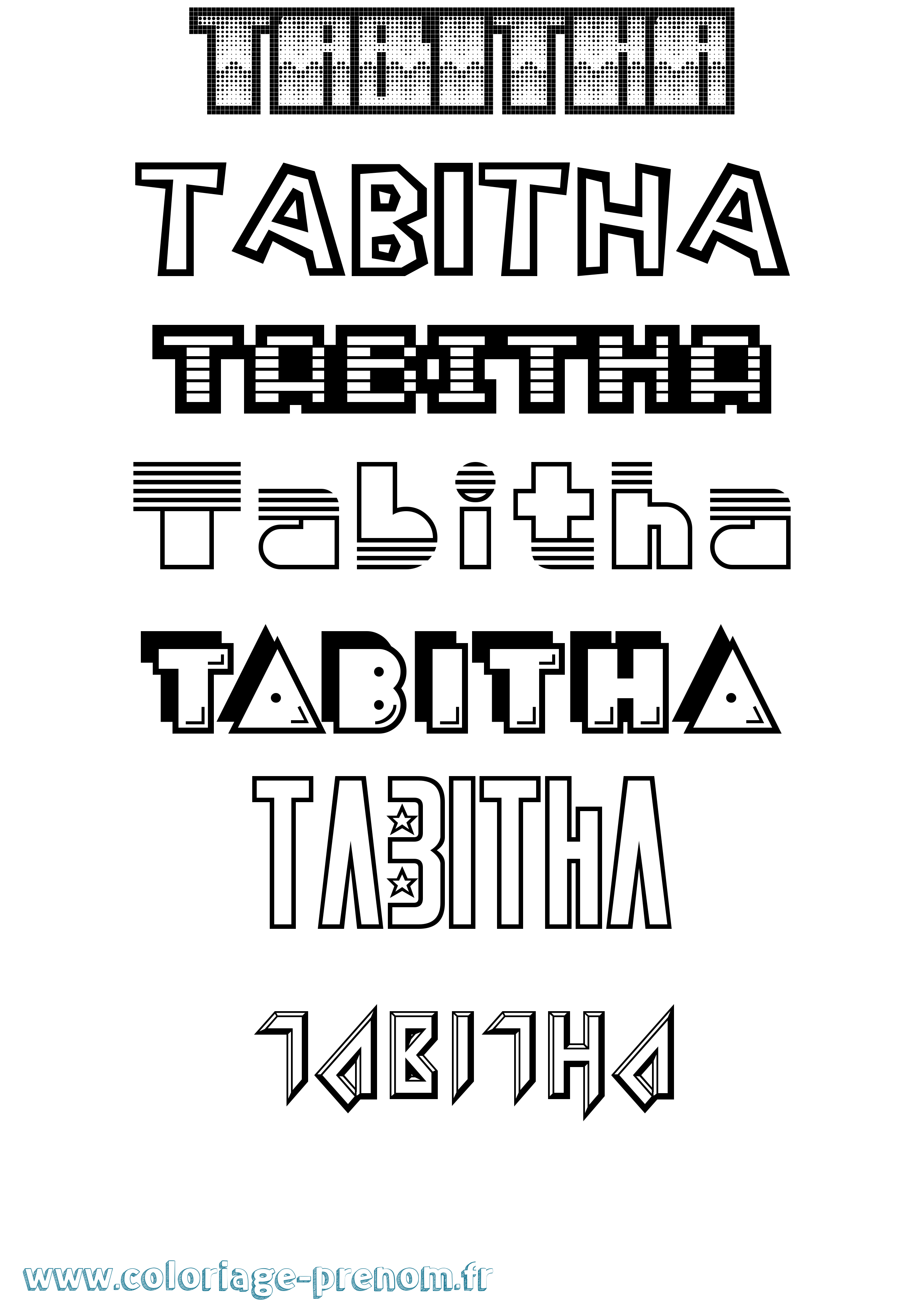 Coloriage prénom Tabitha Jeux Vidéos