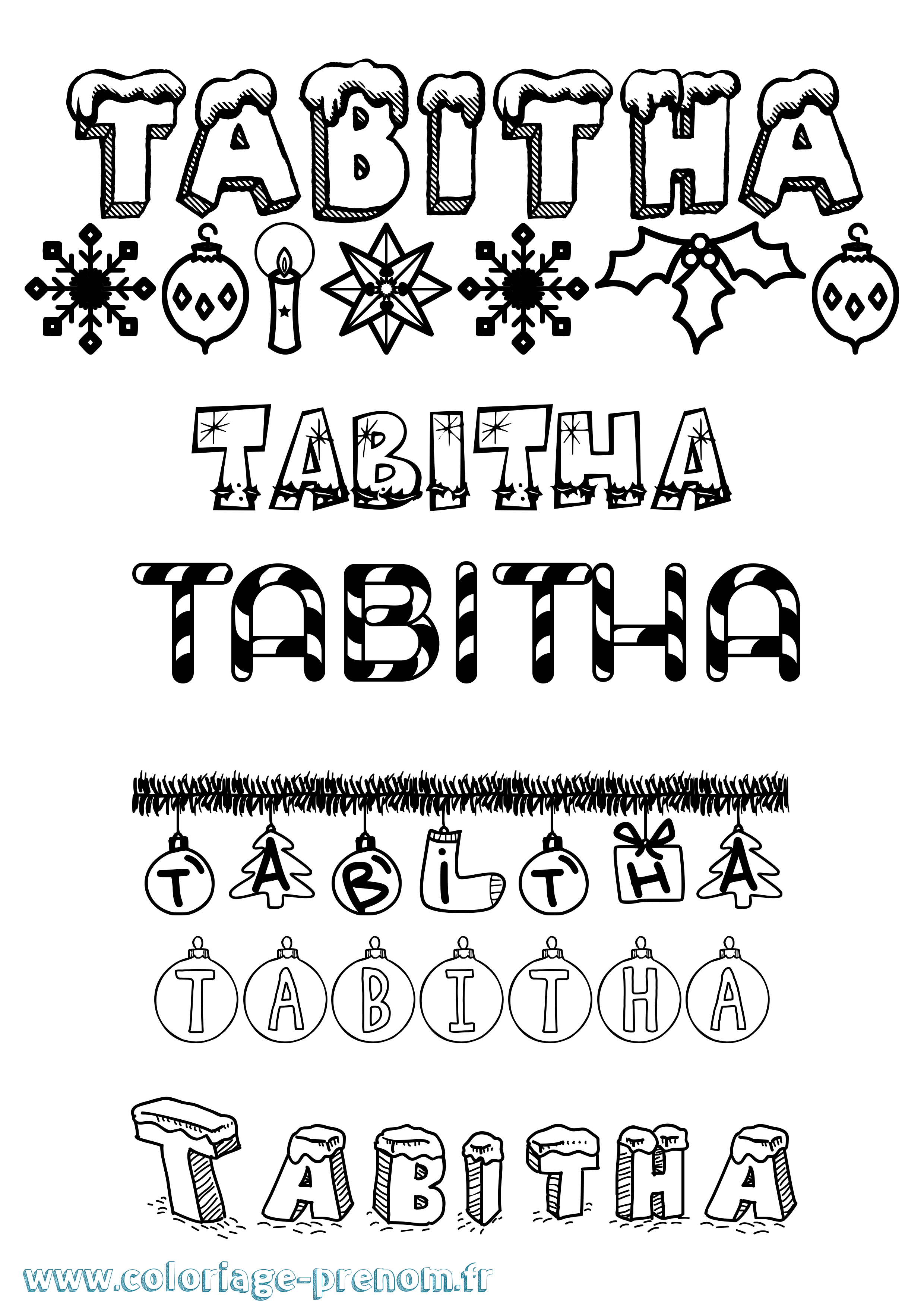 Coloriage prénom Tabitha Noël