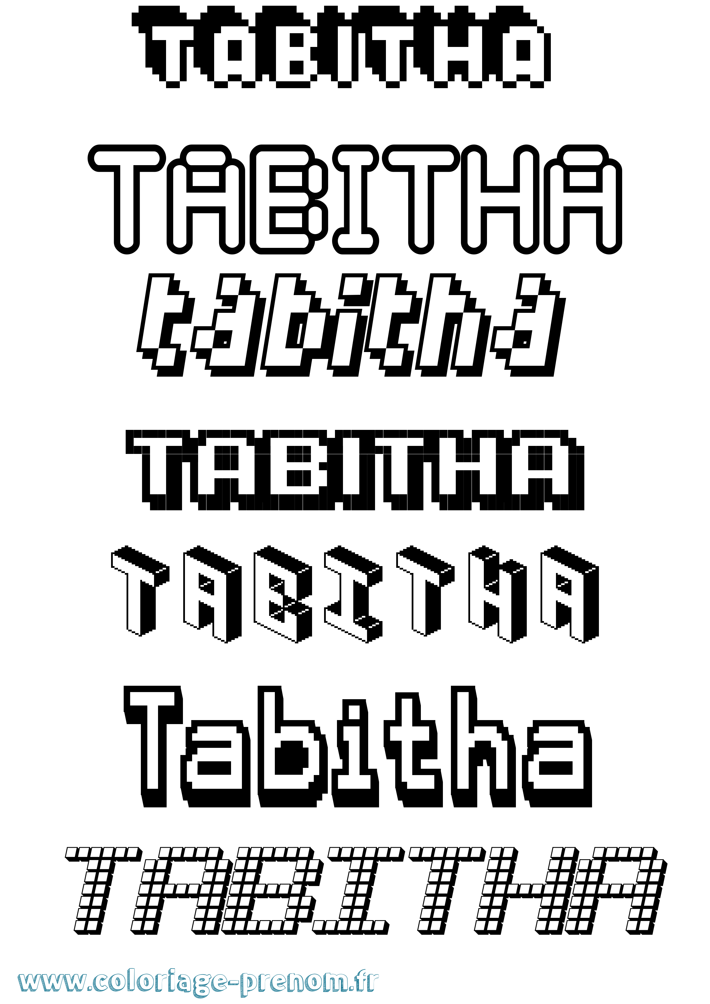 Coloriage prénom Tabitha Pixel