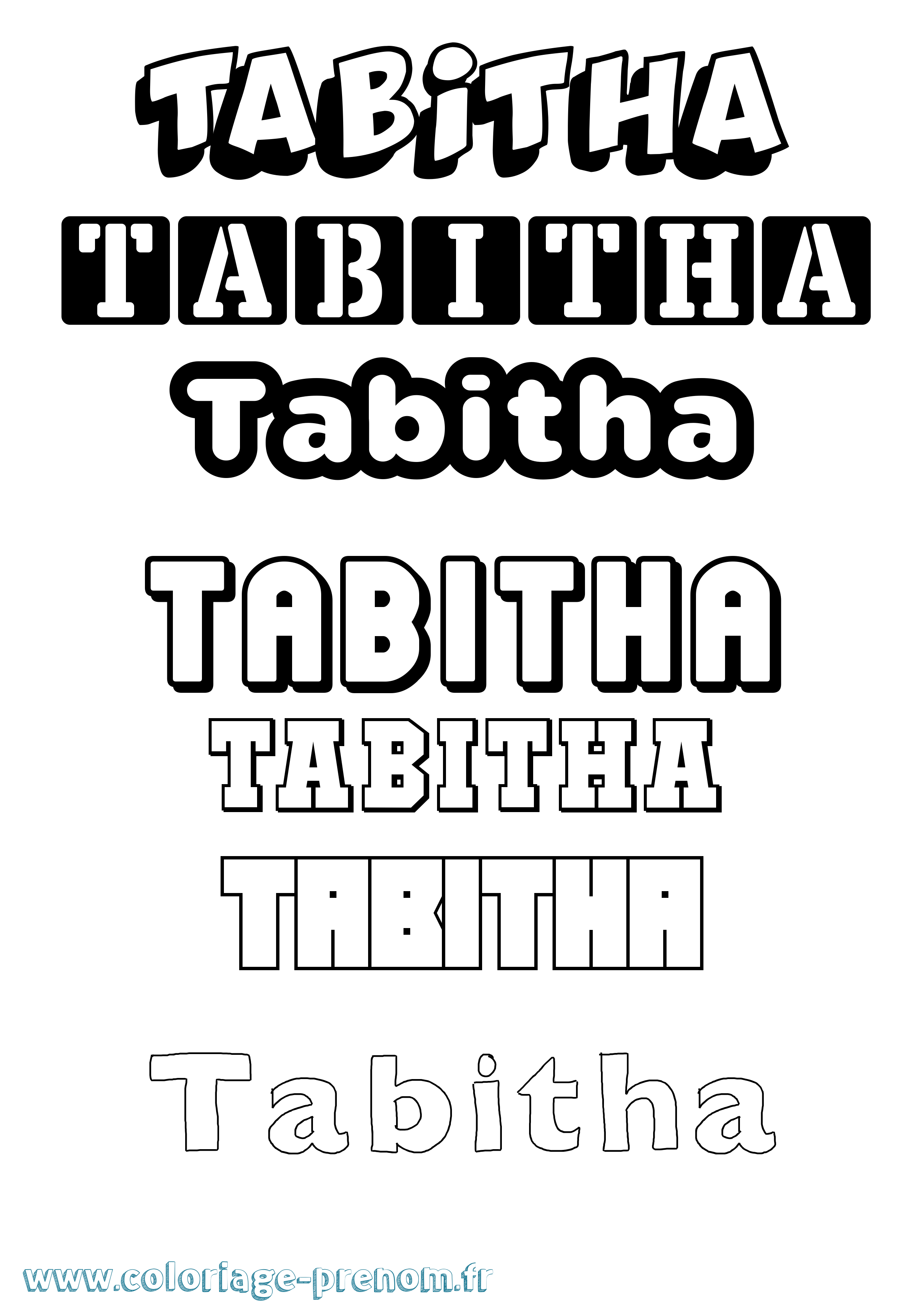 Coloriage prénom Tabitha Simple