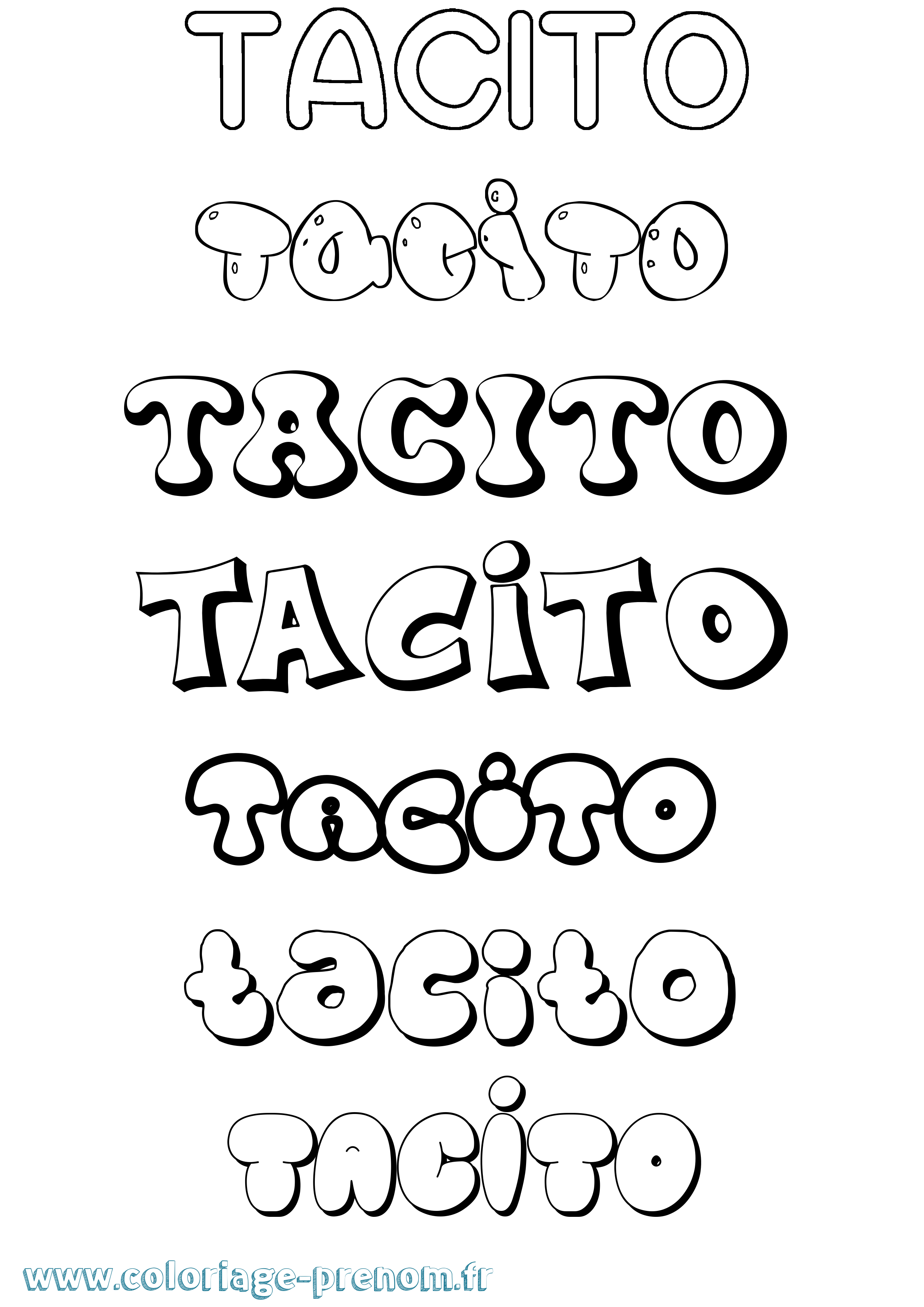 Coloriage prénom Tacito Bubble