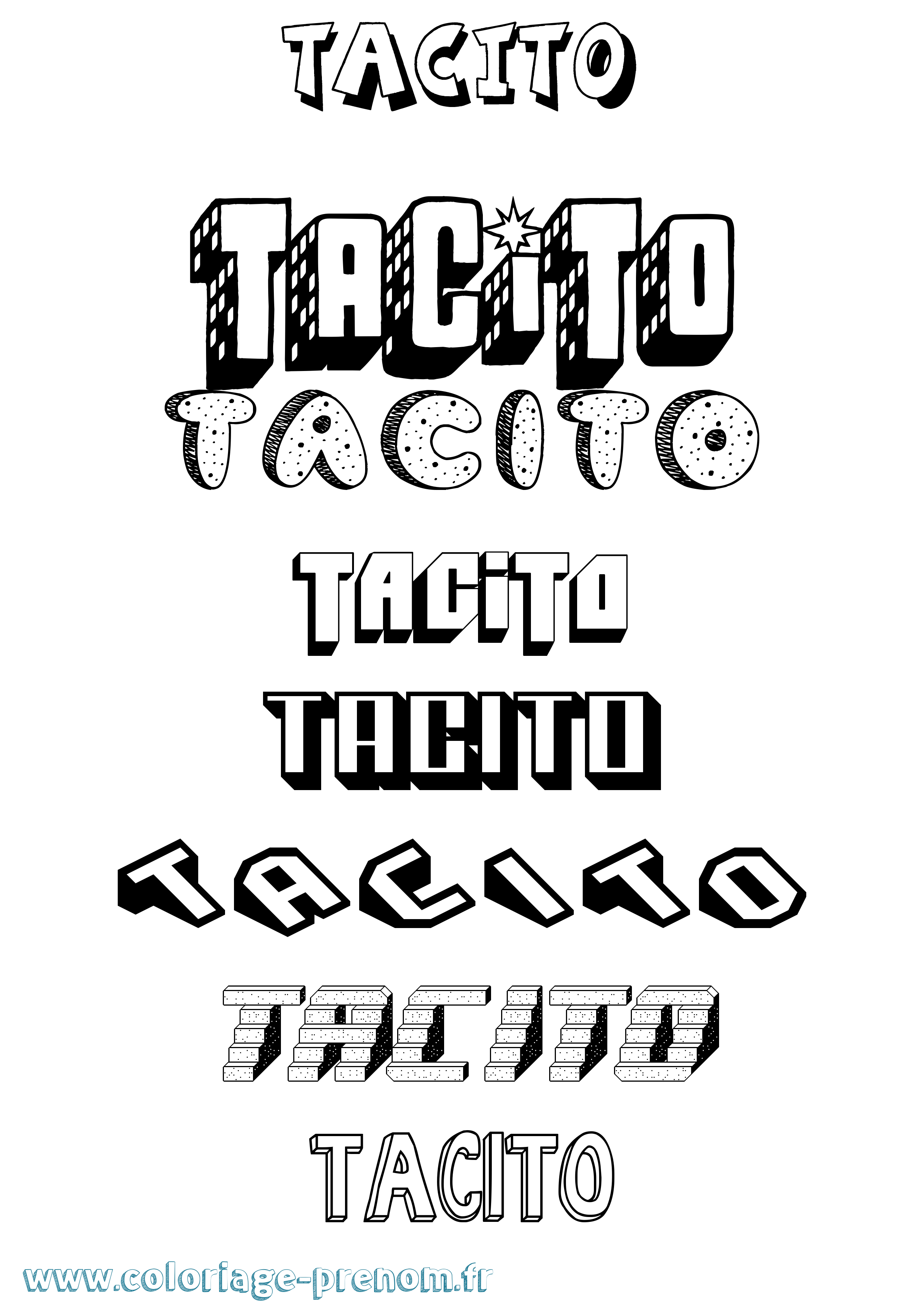Coloriage prénom Tacito Effet 3D