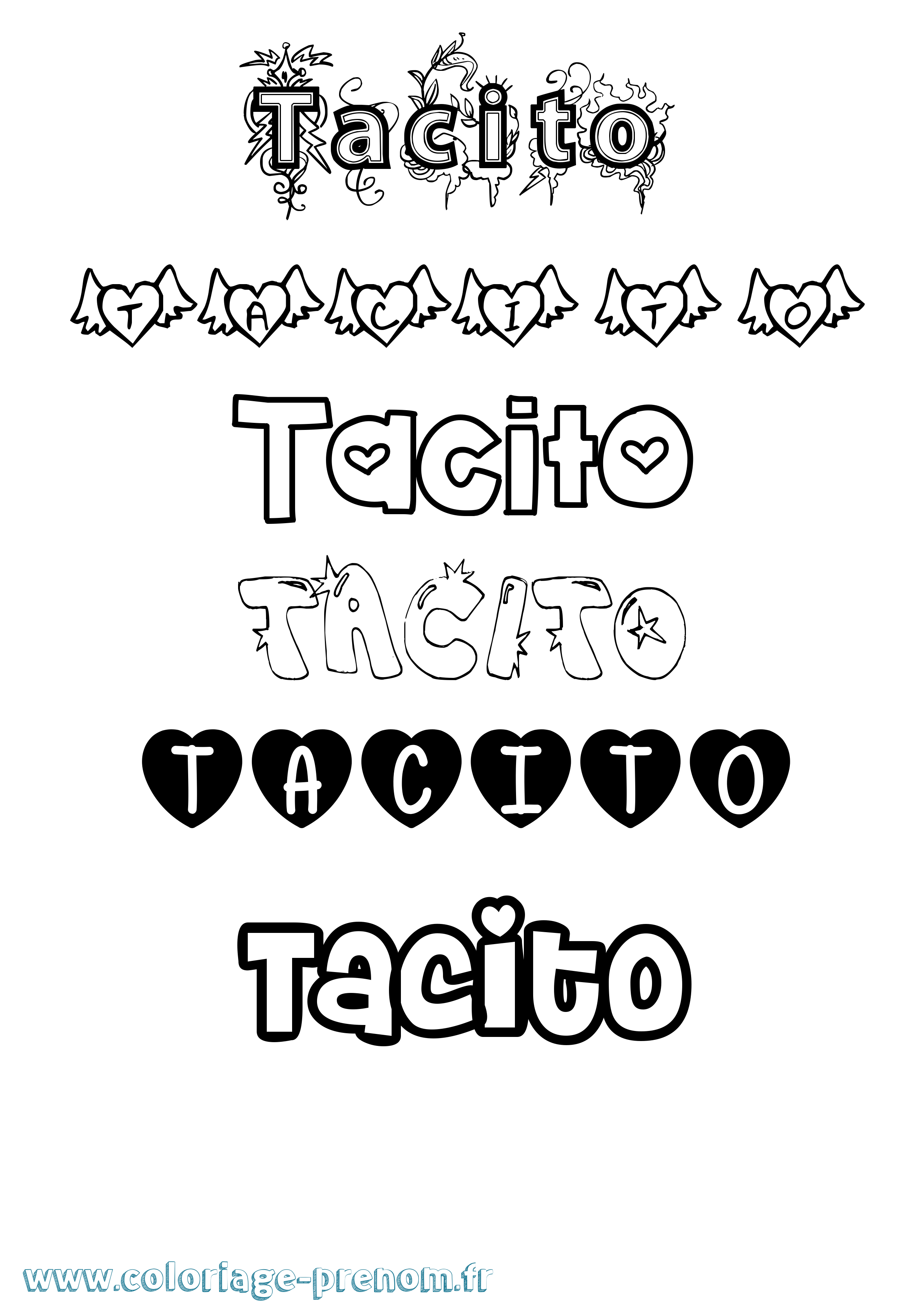 Coloriage prénom Tacito Girly