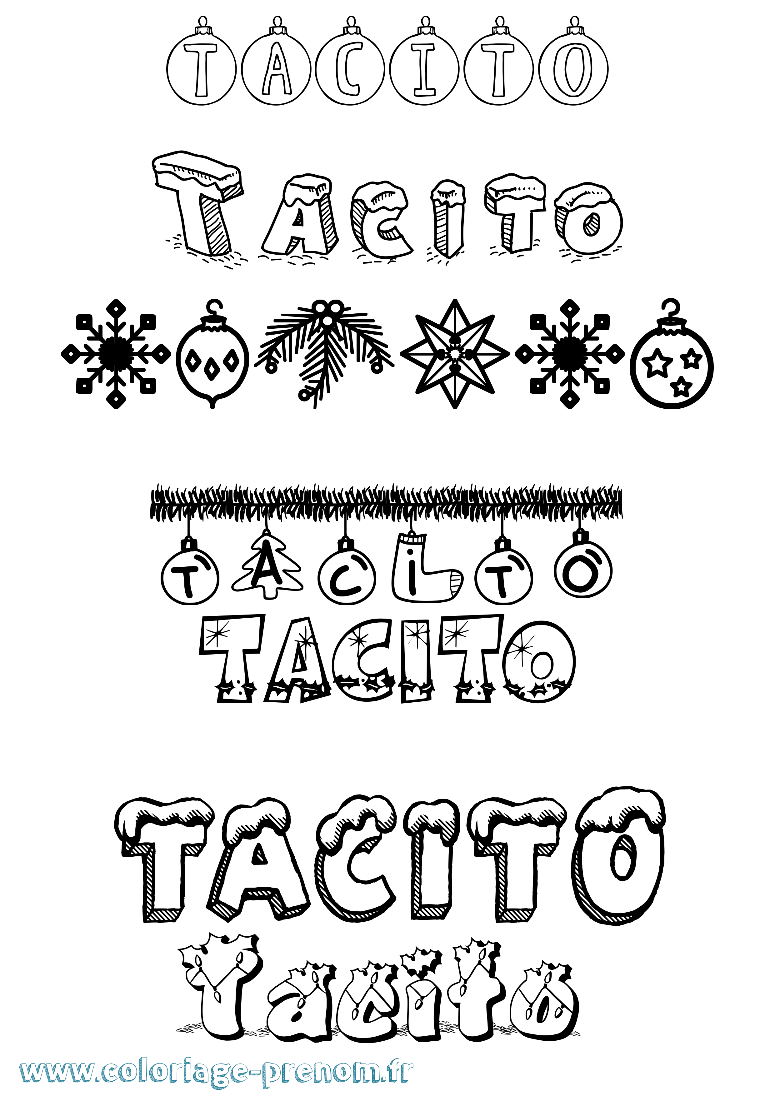 Coloriage prénom Tacito Noël