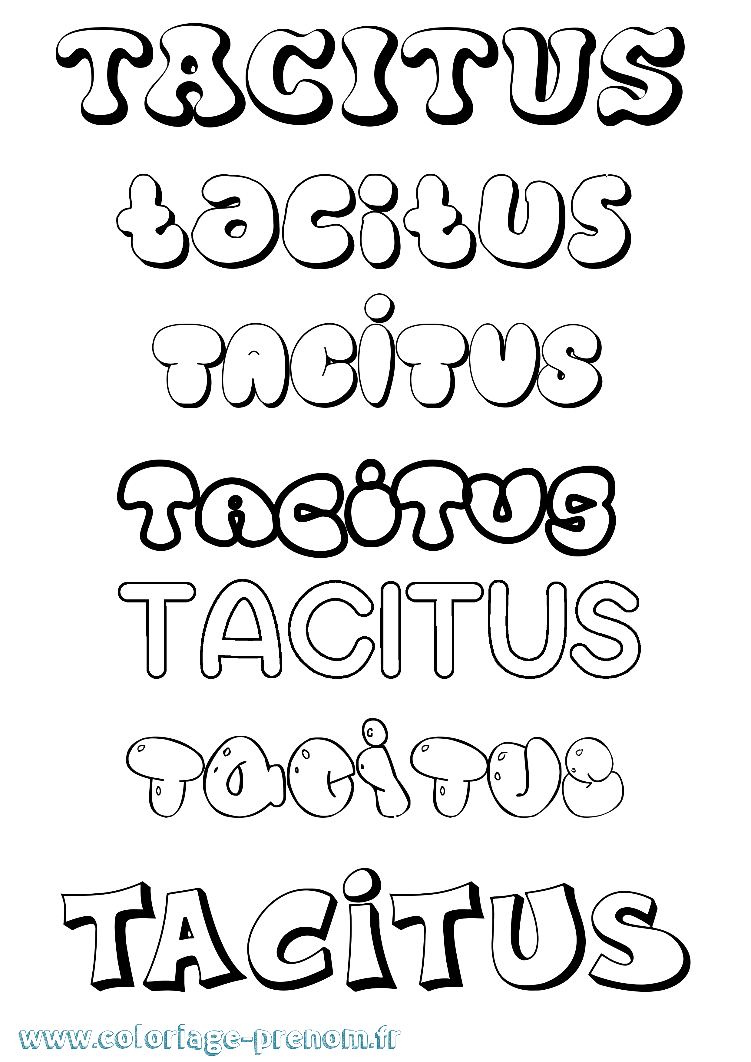 Coloriage Tacitus Bubble Coloriage prénom Tacitus Bubble