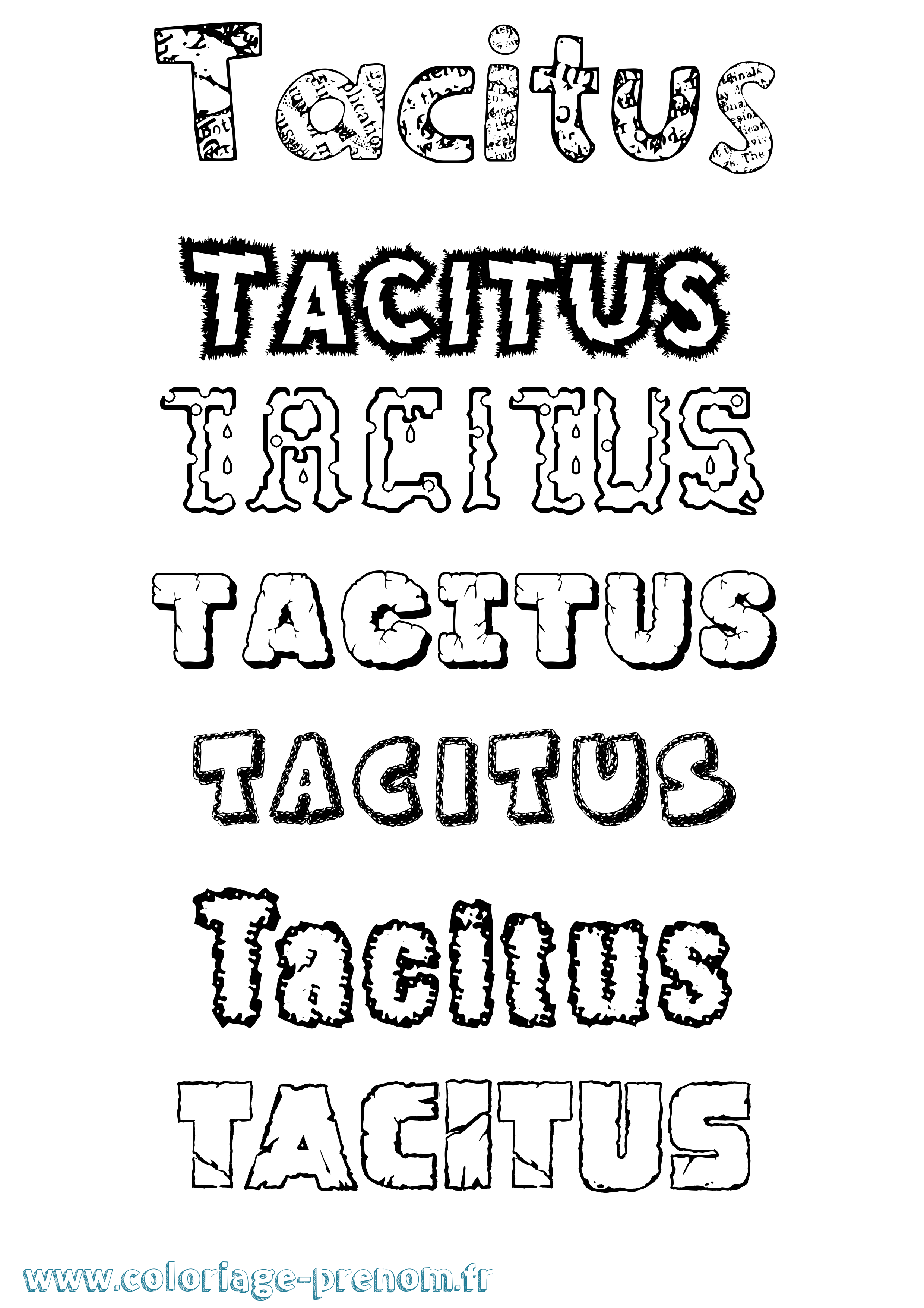 Coloriage Tacitus Destructuré Coloriage prénom Tacitus Destructuré