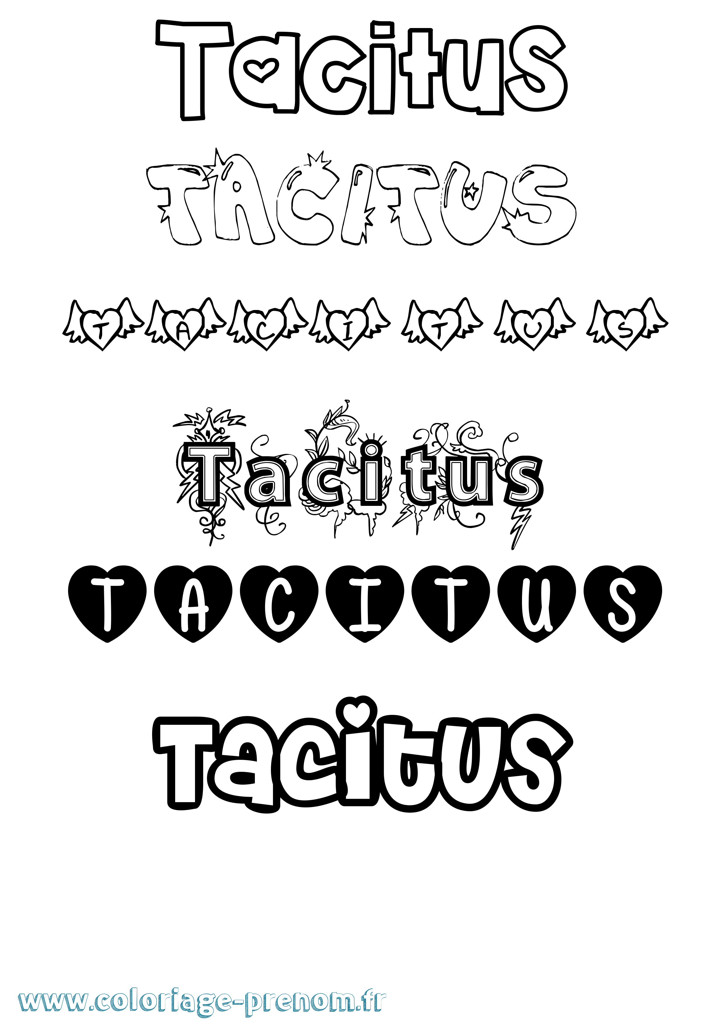 Coloriage Tacitus Girly Coloriage prénom Tacitus Girly