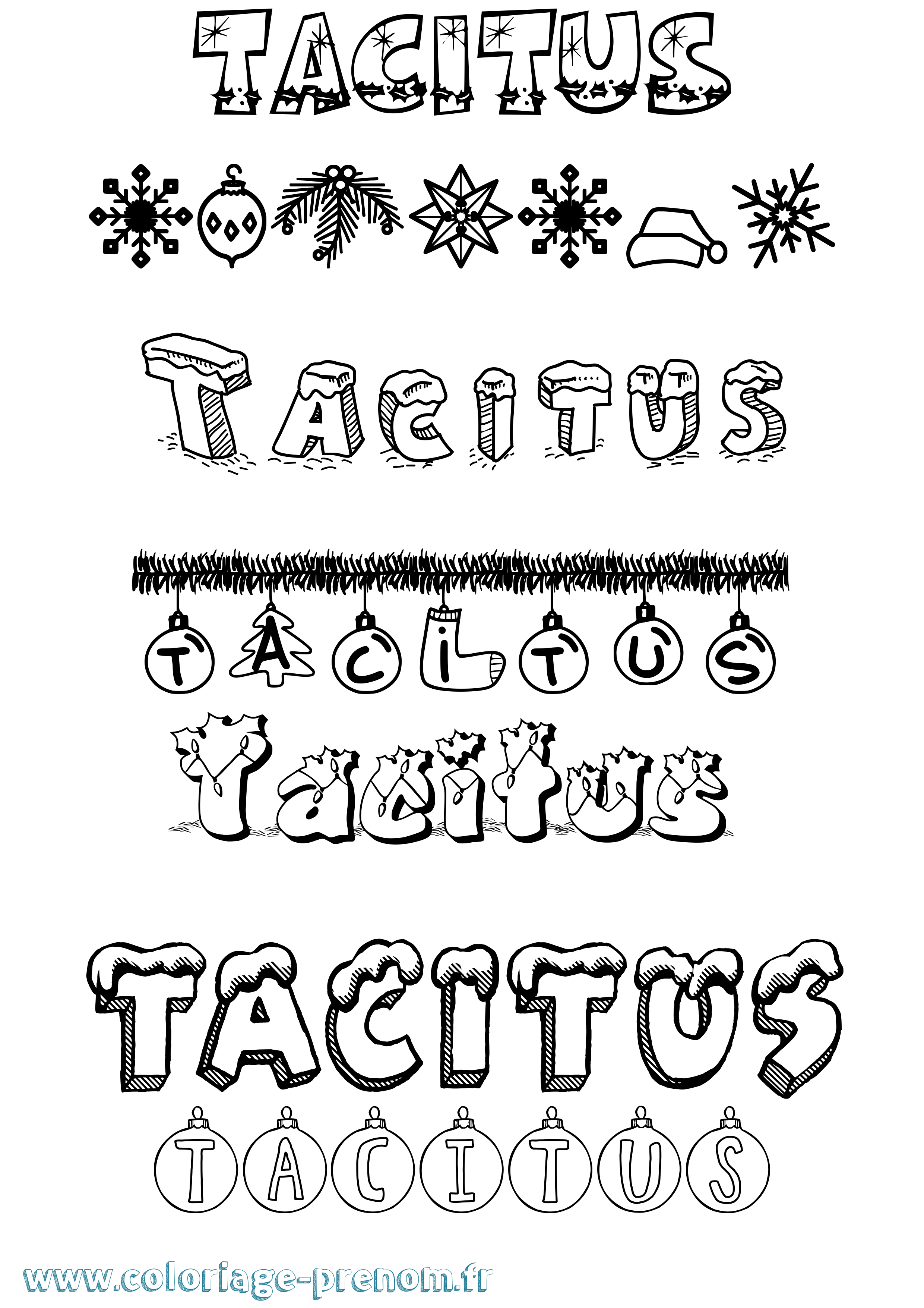 Coloriage Tacitus Noël Coloriage prénom Tacitus Noël