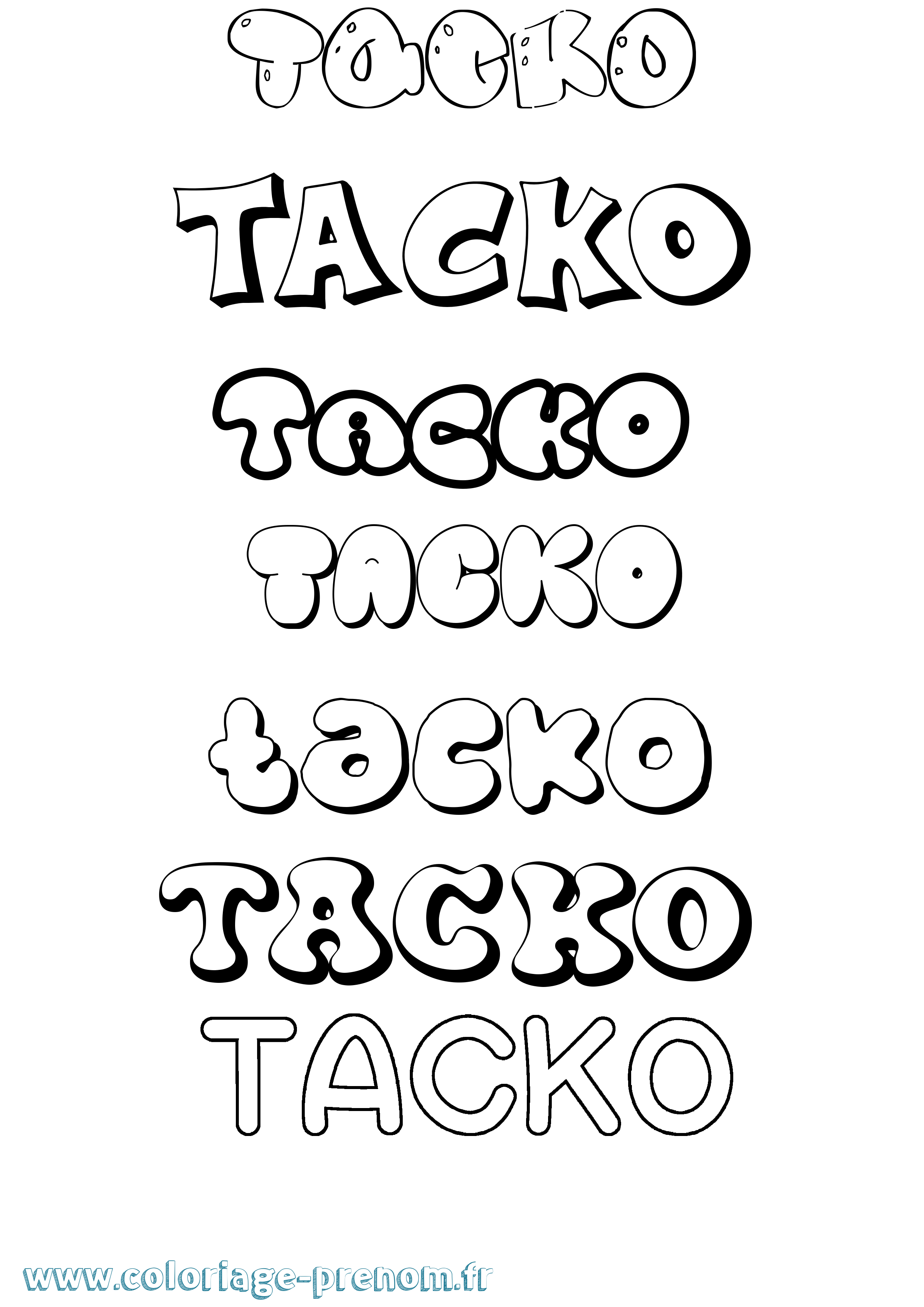 Coloriage prénom Tacko Bubble