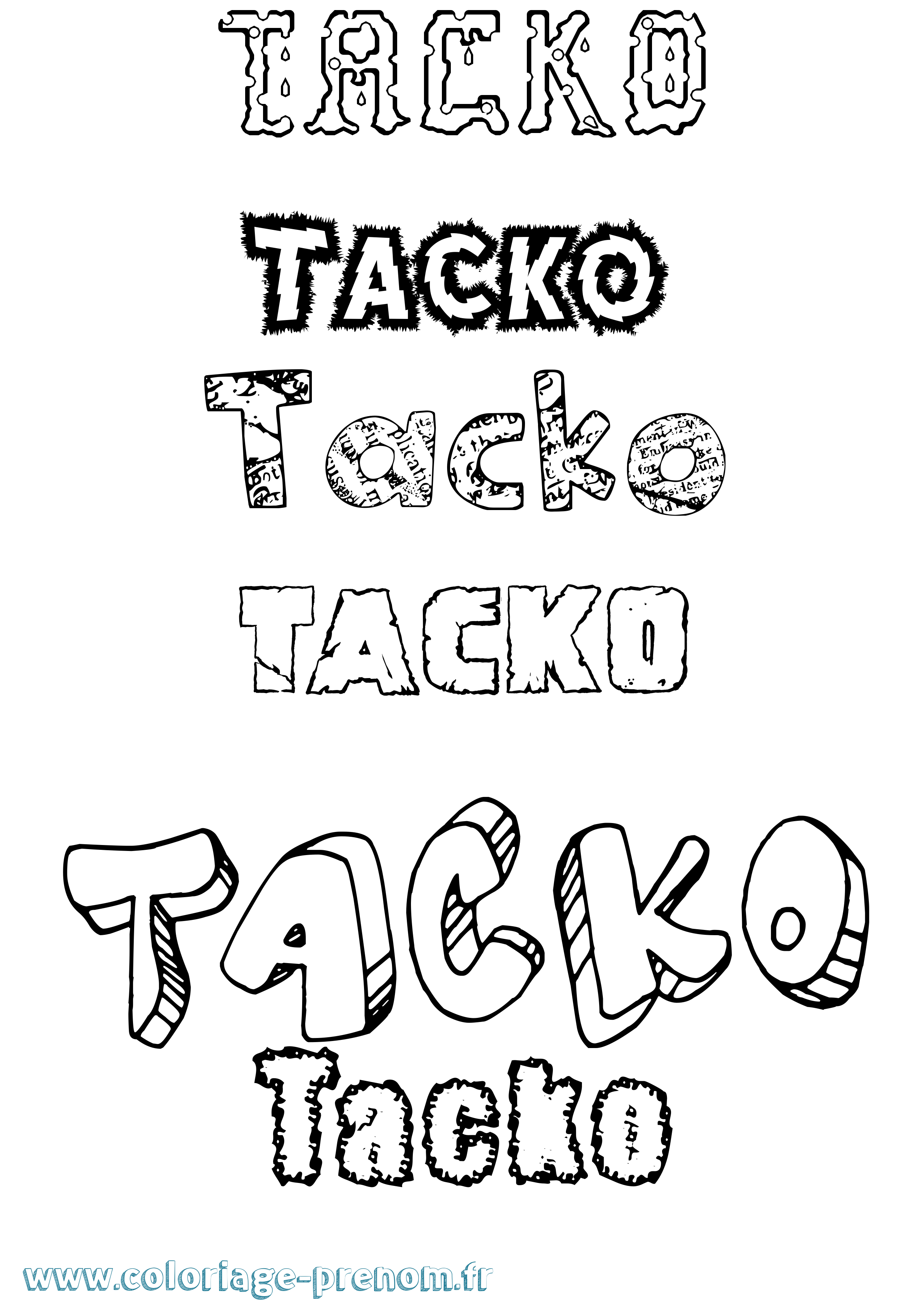 Coloriage Tacko Destructuré Coloriage prénom Tacko Destructuré