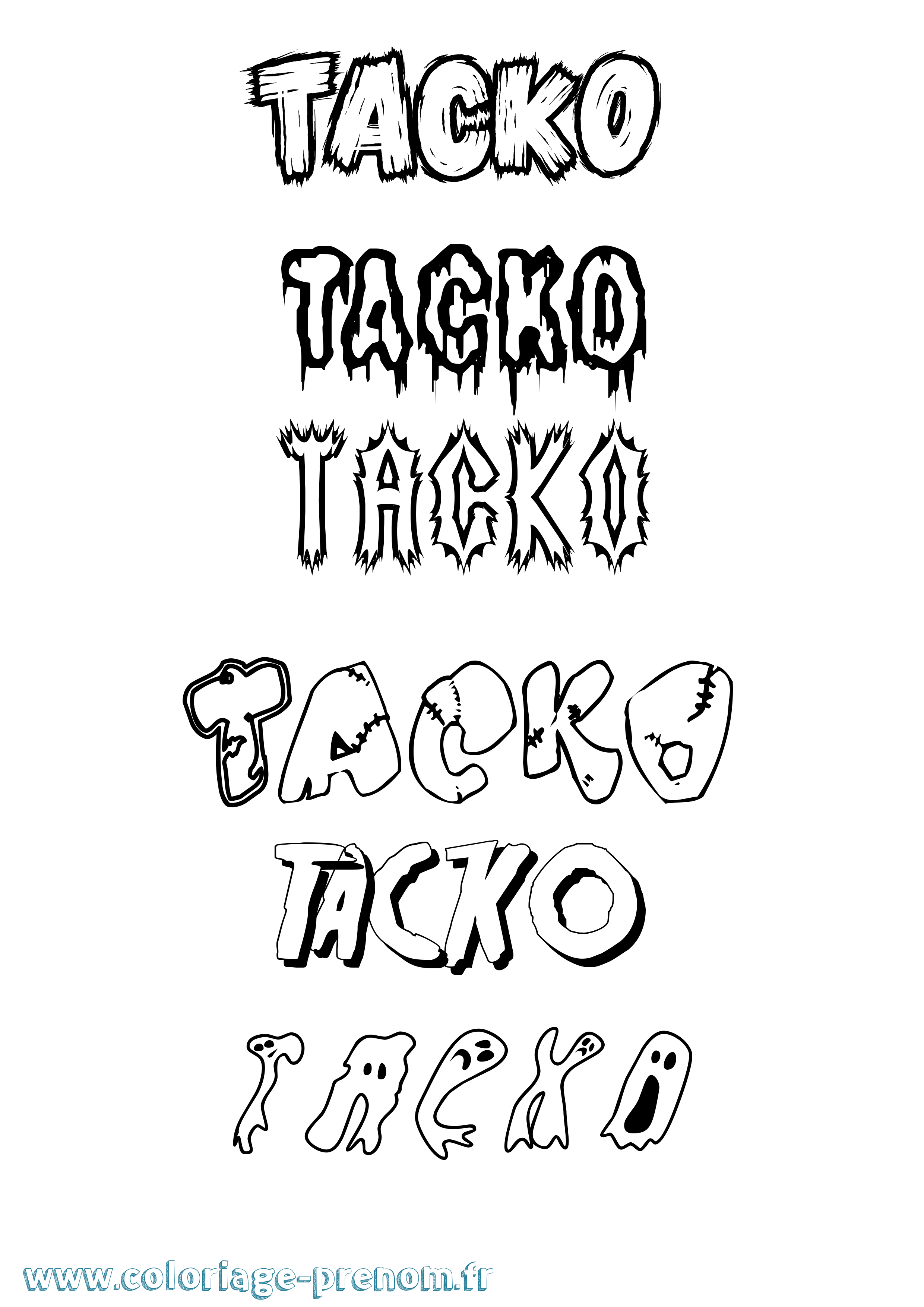 Coloriage prénom Tacko Frisson