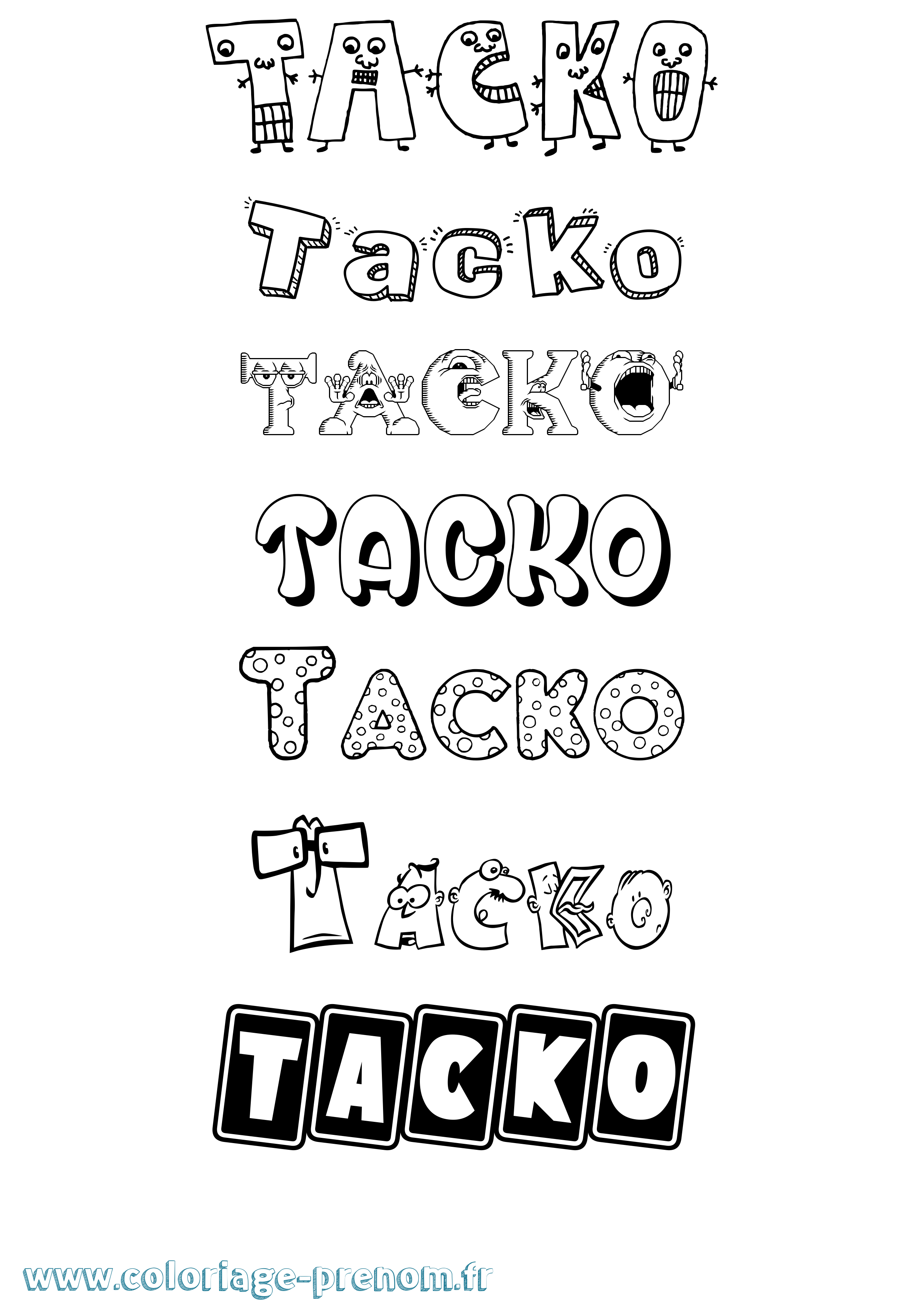 Coloriage prénom Tacko Fun