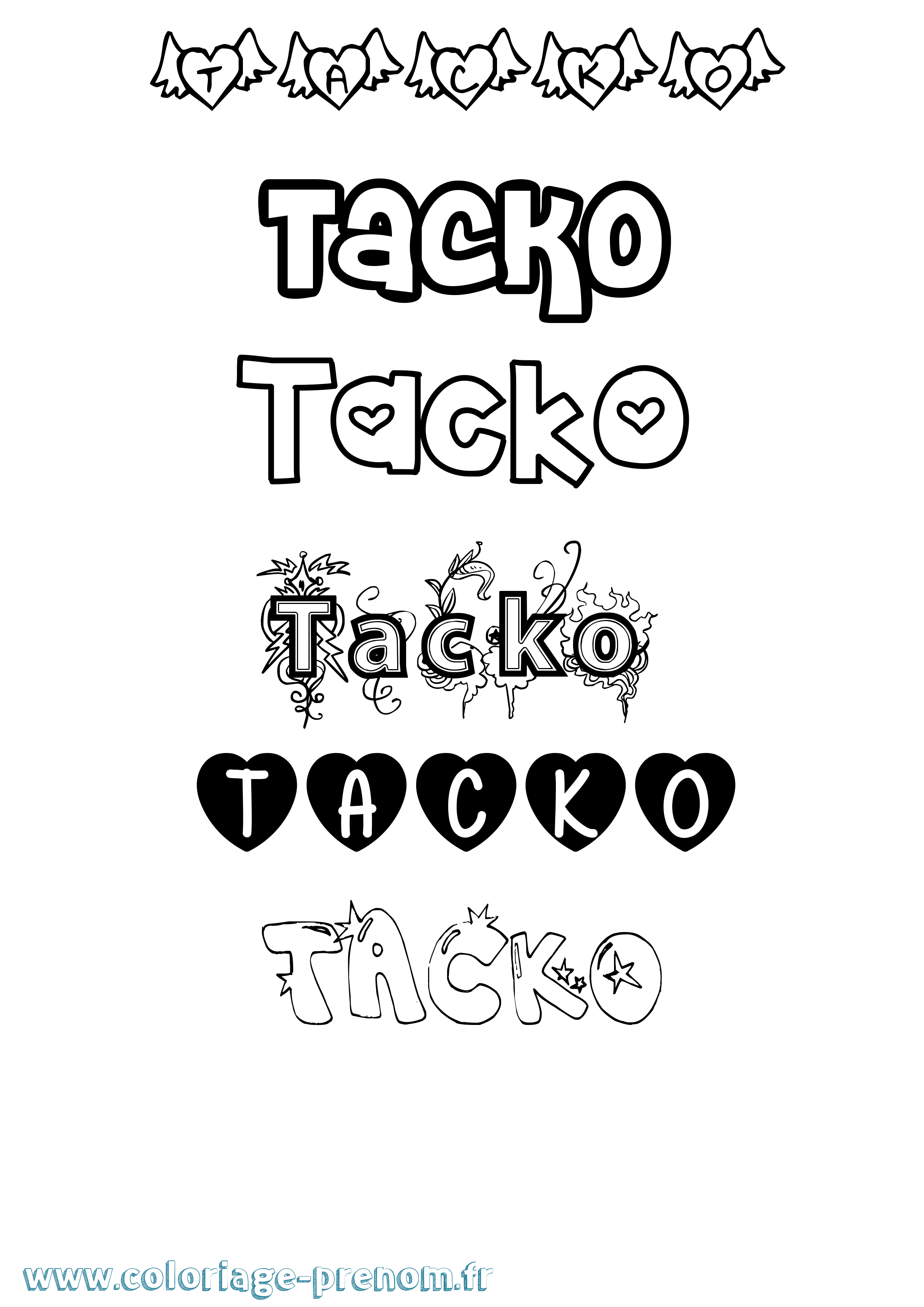 Coloriage Tacko Girly Coloriage prénom Tacko Girly