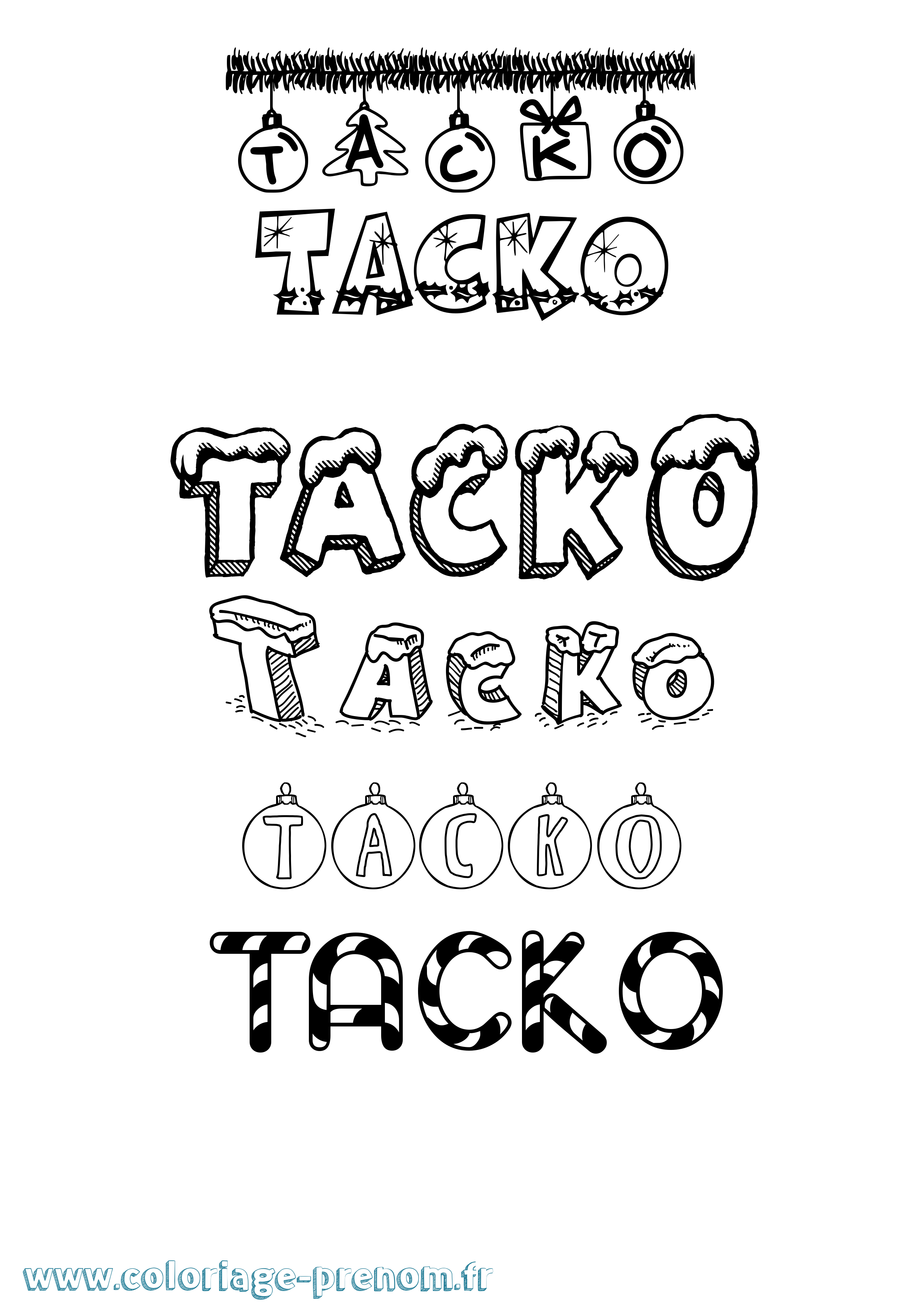 Coloriage prénom Tacko Noël