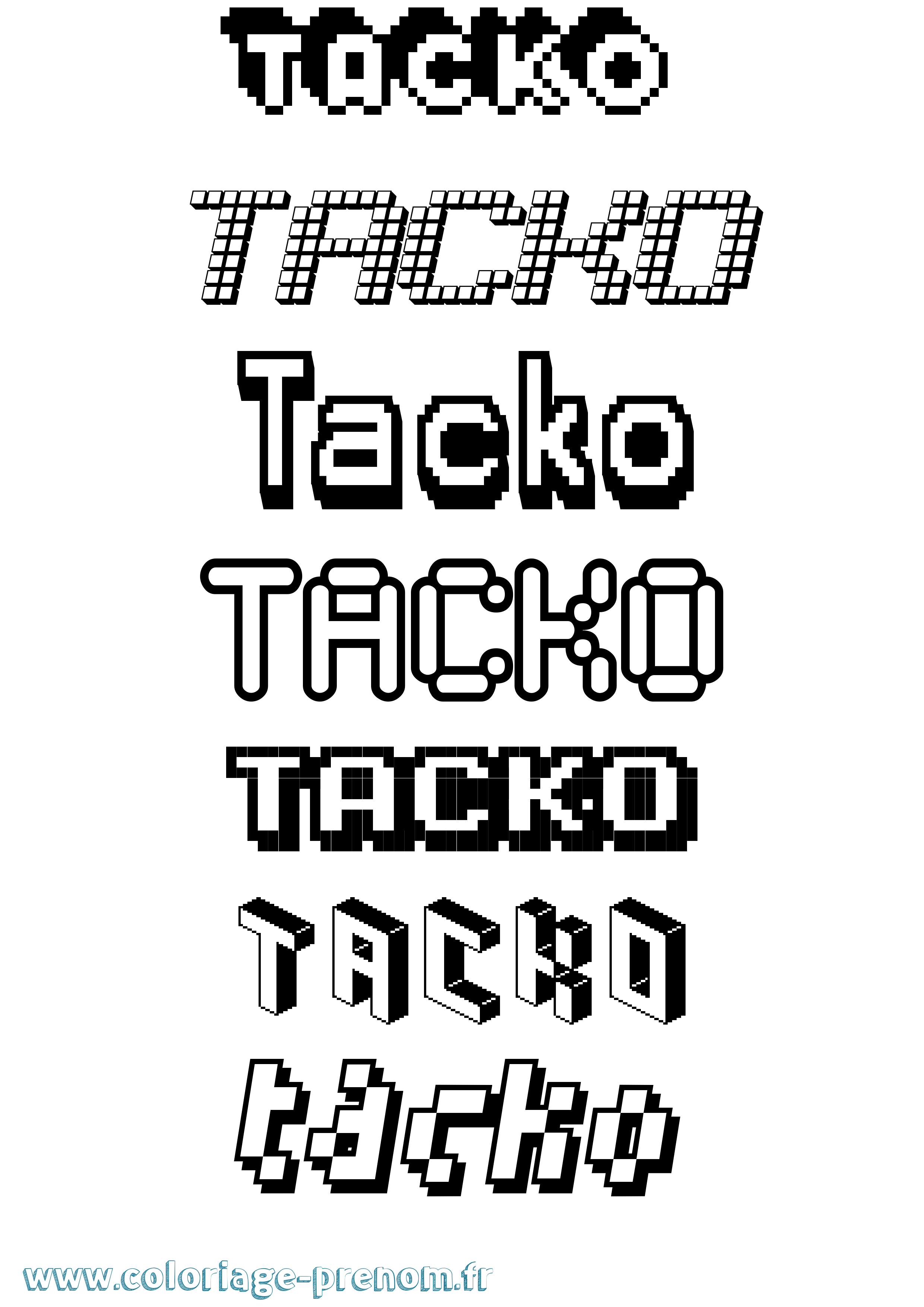Coloriage prénom Tacko Pixel