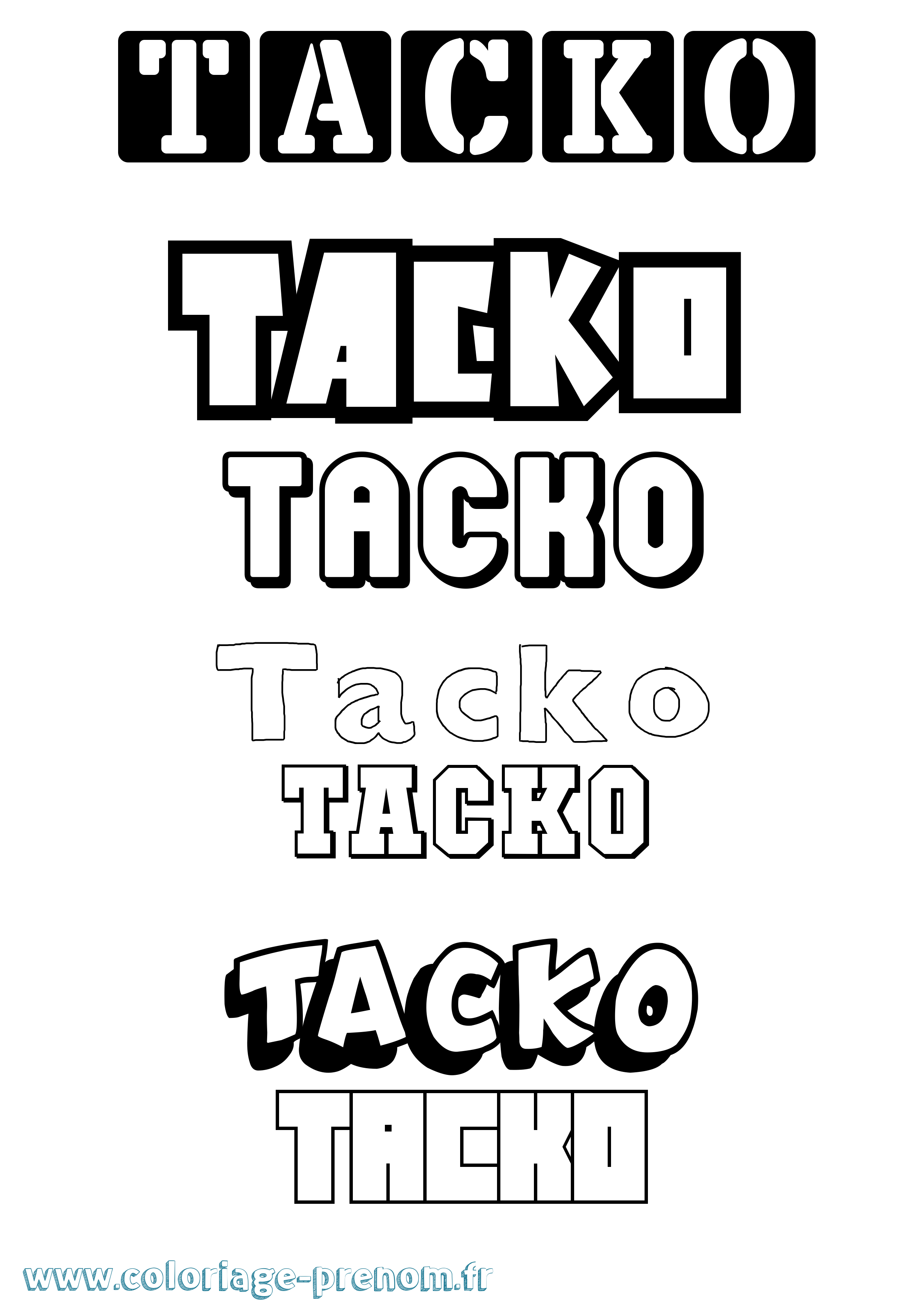 Coloriage Tacko Simple Coloriage prénom Tacko Simple