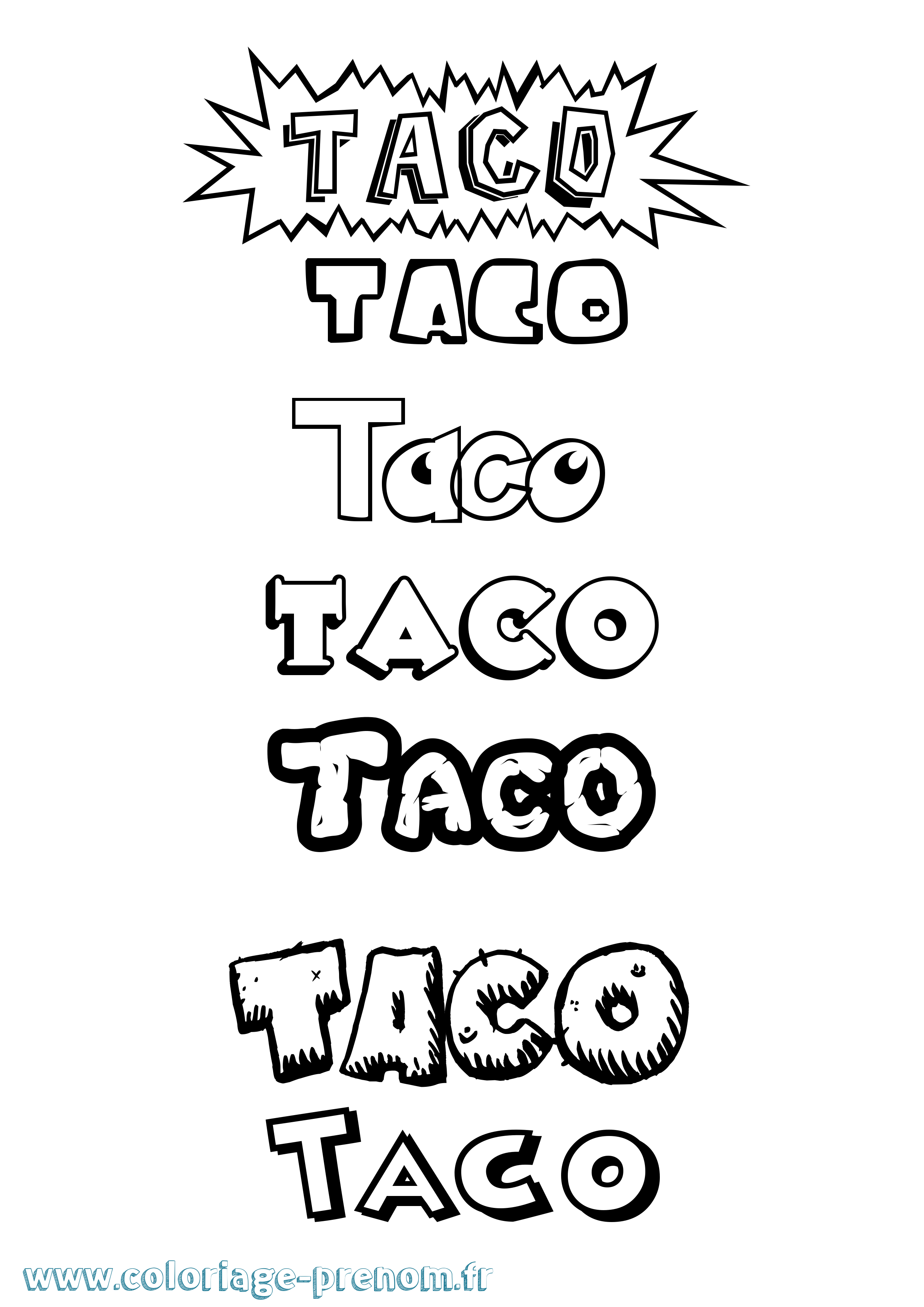 Coloriage prénom Taco Dessin Animé