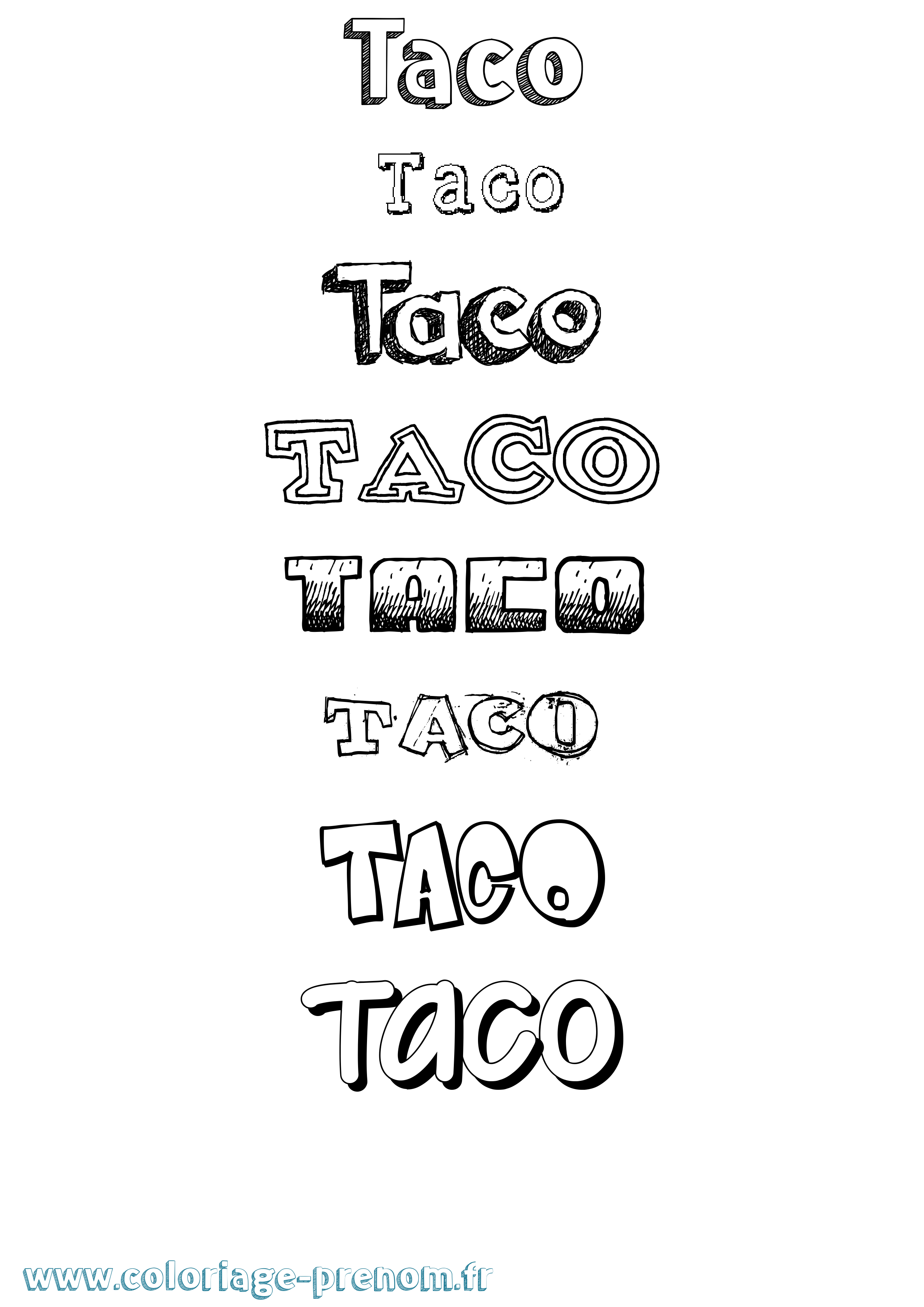 Coloriage Taco Dessiné Coloriage prénom Taco Dessiné