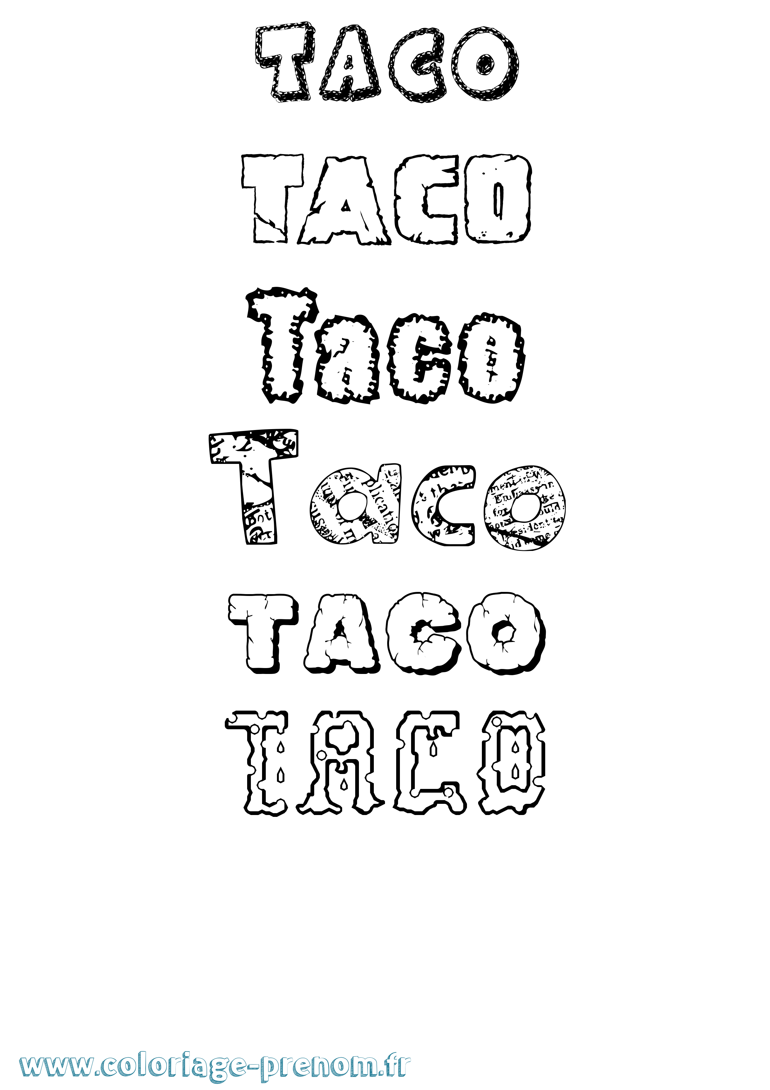 Coloriage Taco Destructuré Coloriage prénom Taco Destructuré