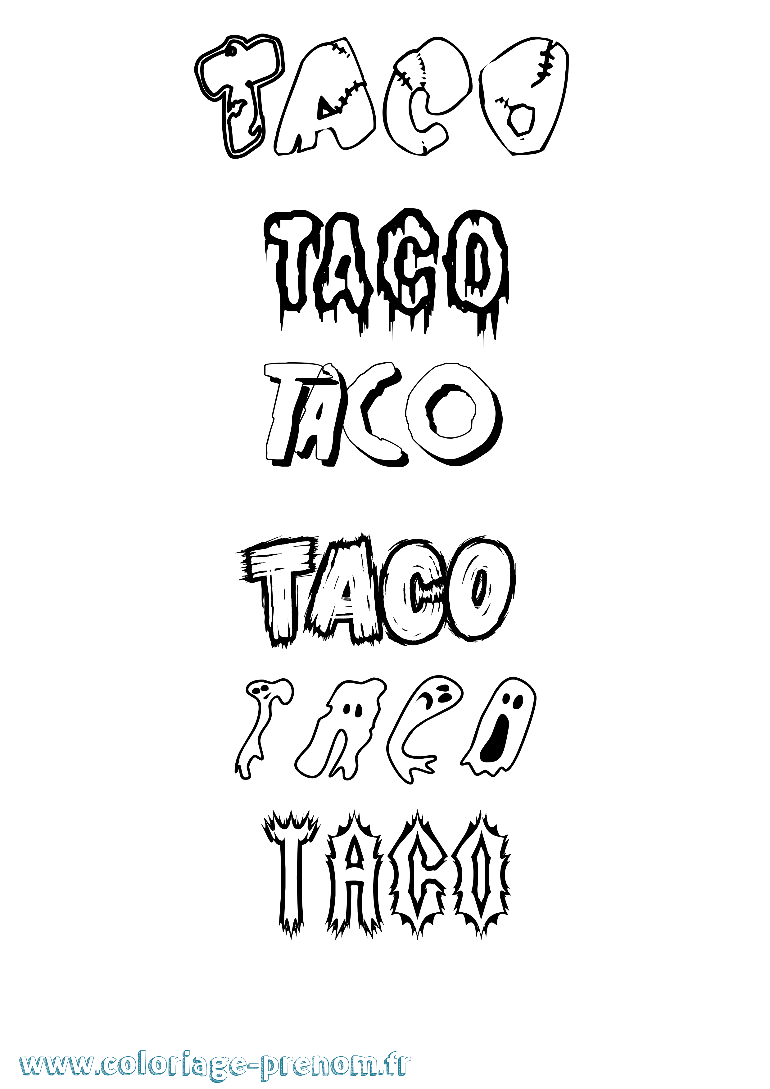Coloriage prénom Taco Frisson