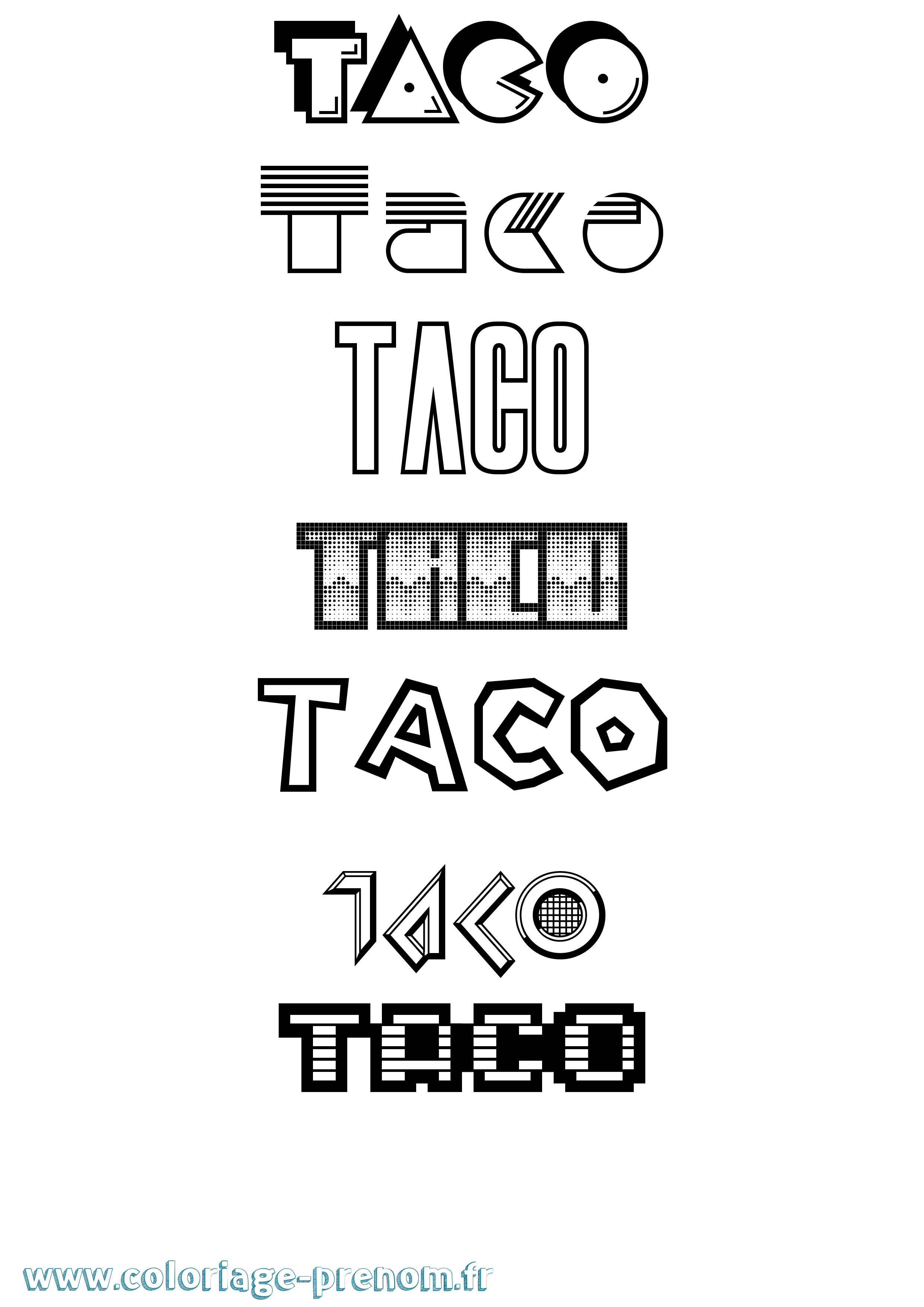 Coloriage prénom Taco Jeux Vidéos