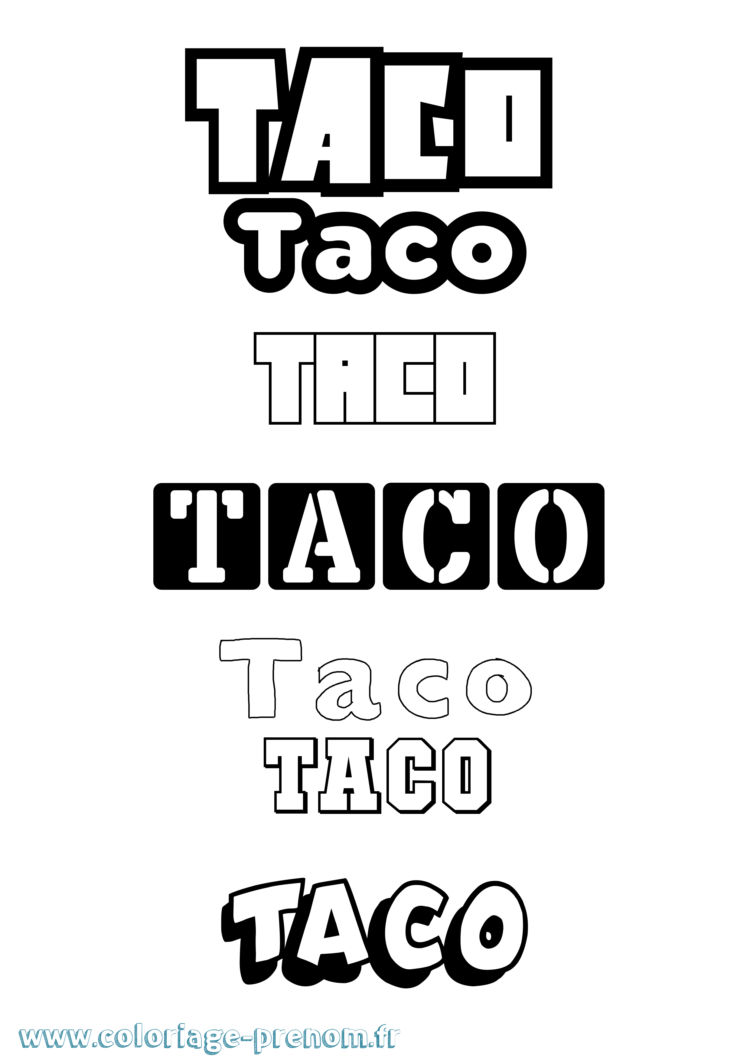 Coloriage Taco Simple Coloriage prénom Taco Simple