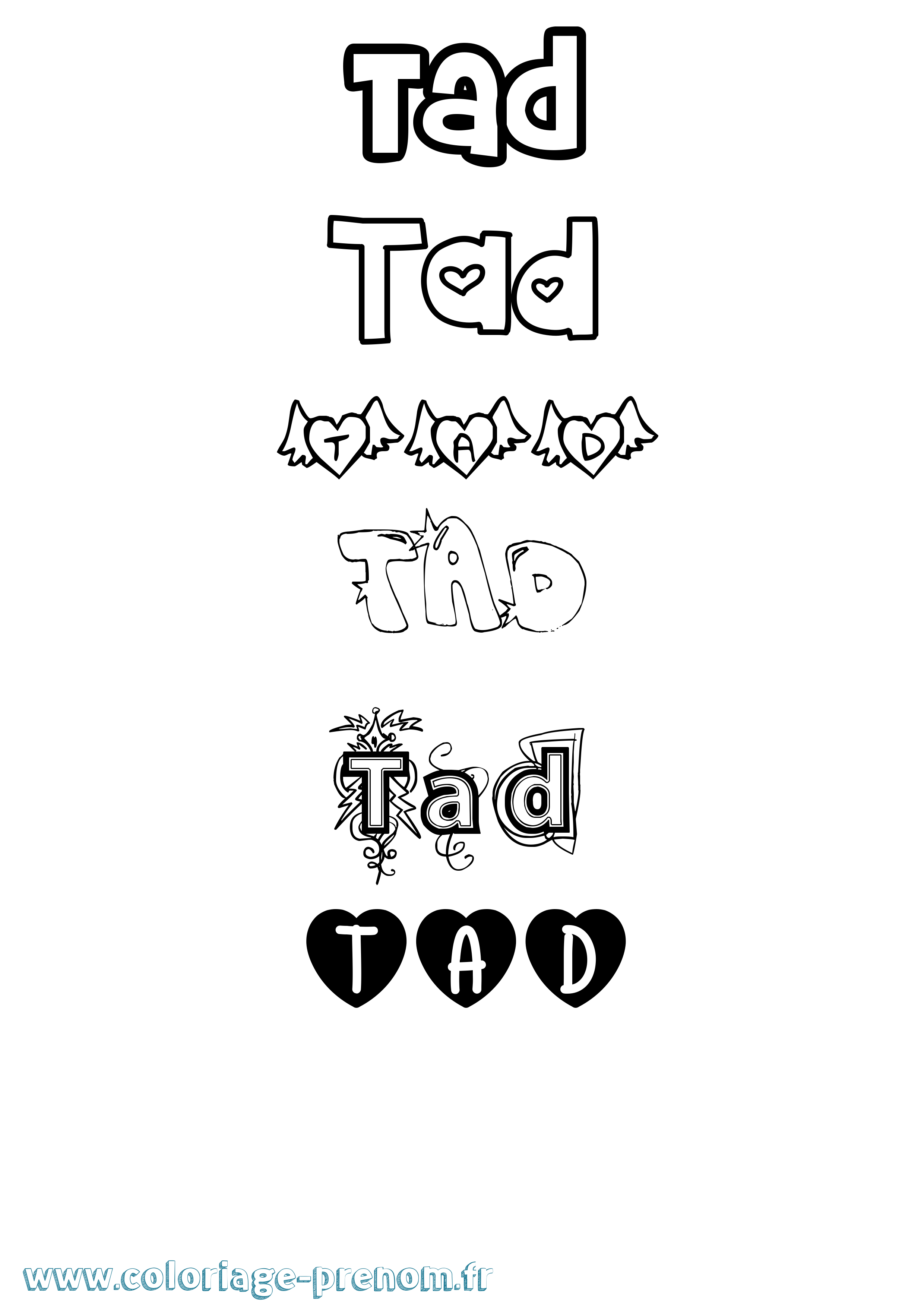 Coloriage Tad Girly Coloriage prénom Tad Girly