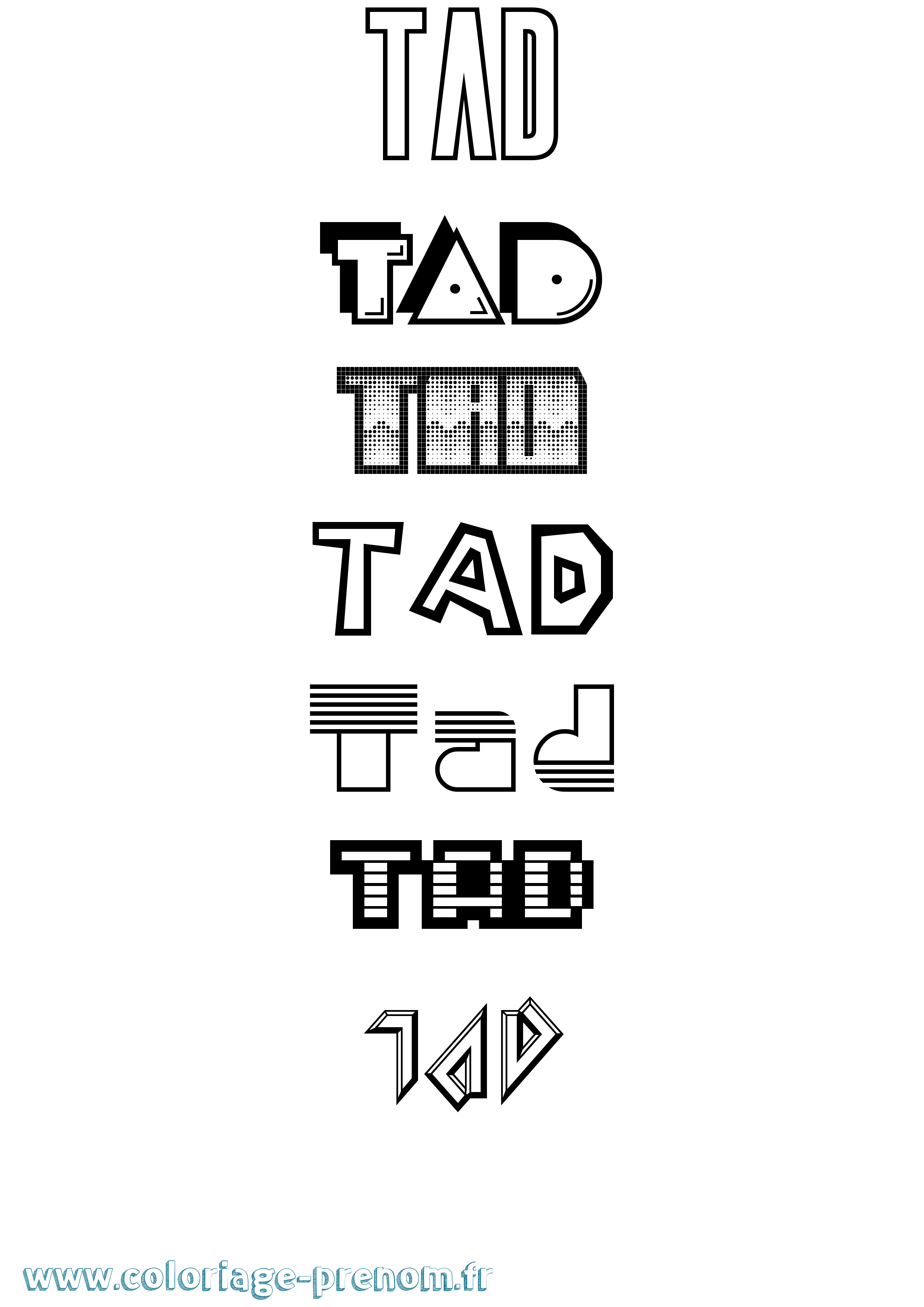 Coloriage Tad Jeux Vidéos Coloriage prénom Tad Jeux Vidéos