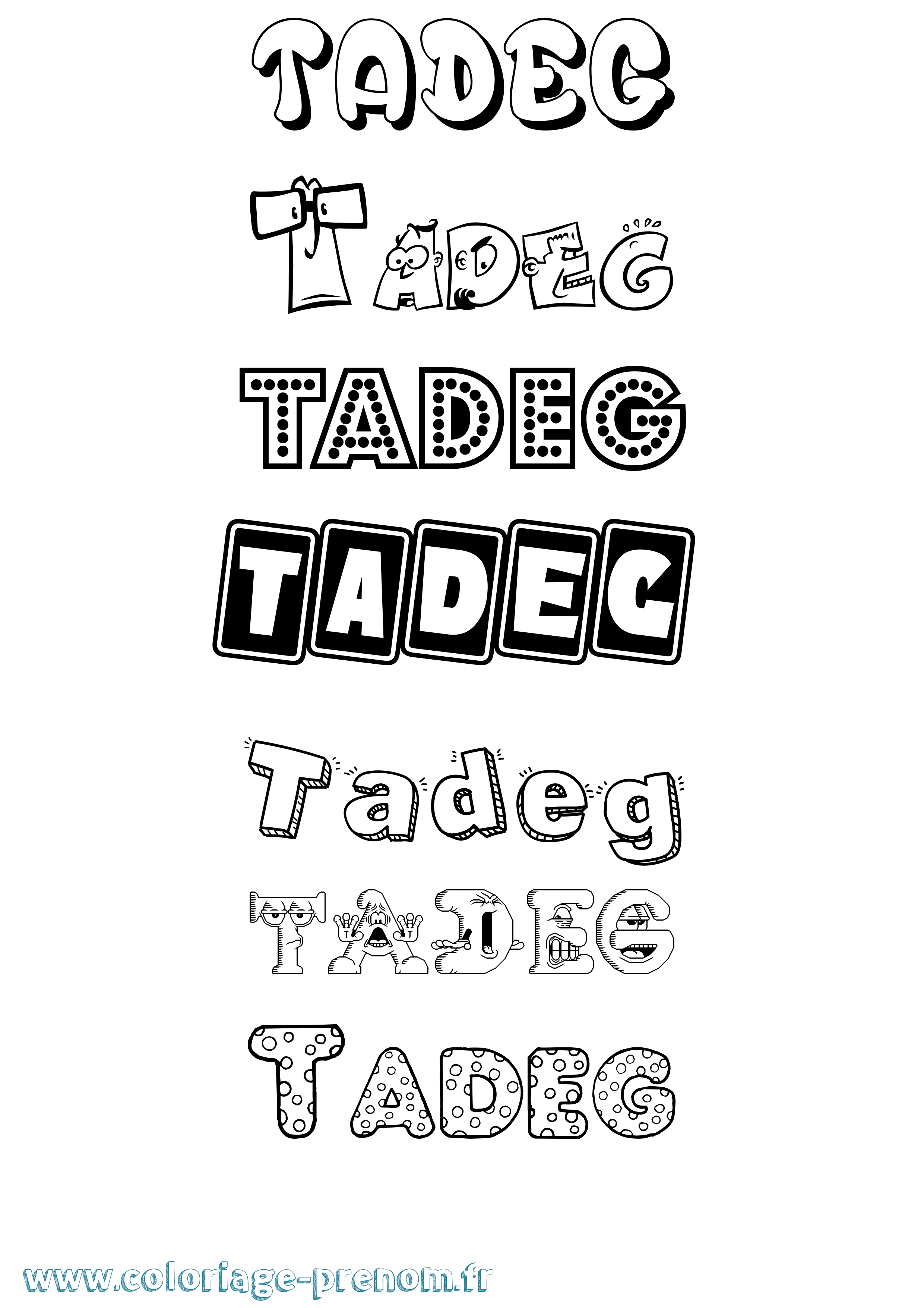 Coloriage prénom Tadeg Fun