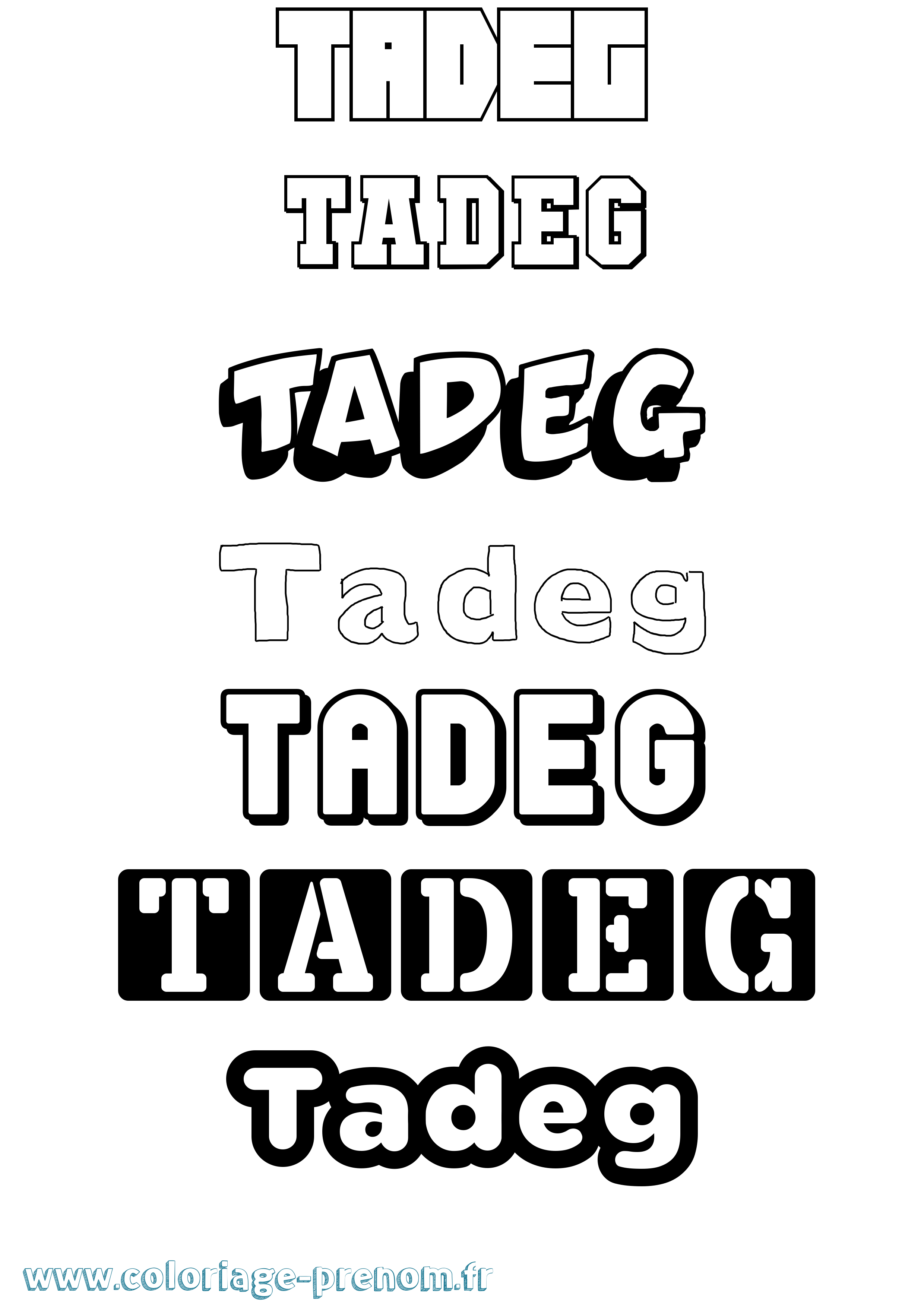 Coloriage prénom Tadeg Simple