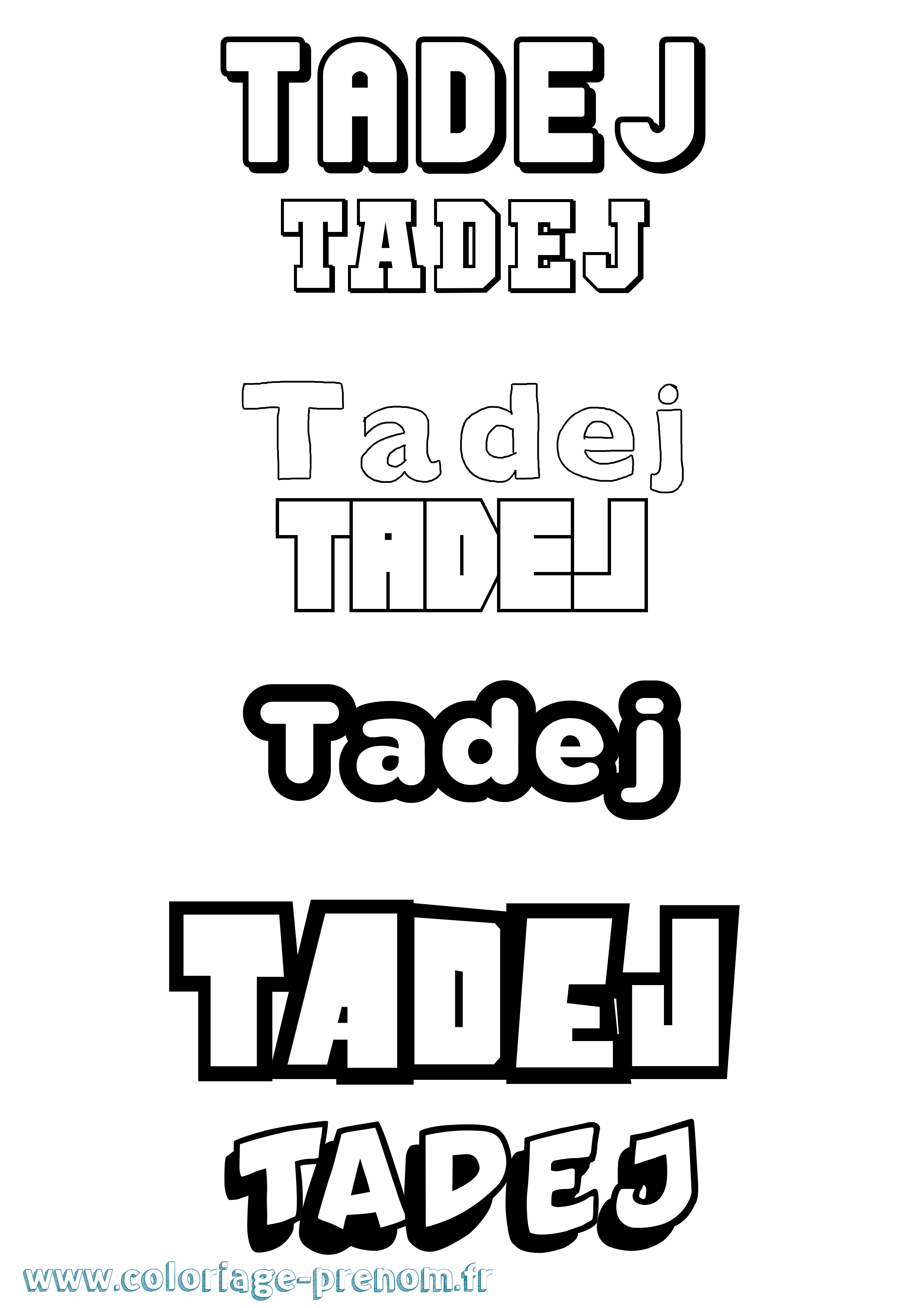 Coloriage prénom Tadej Simple