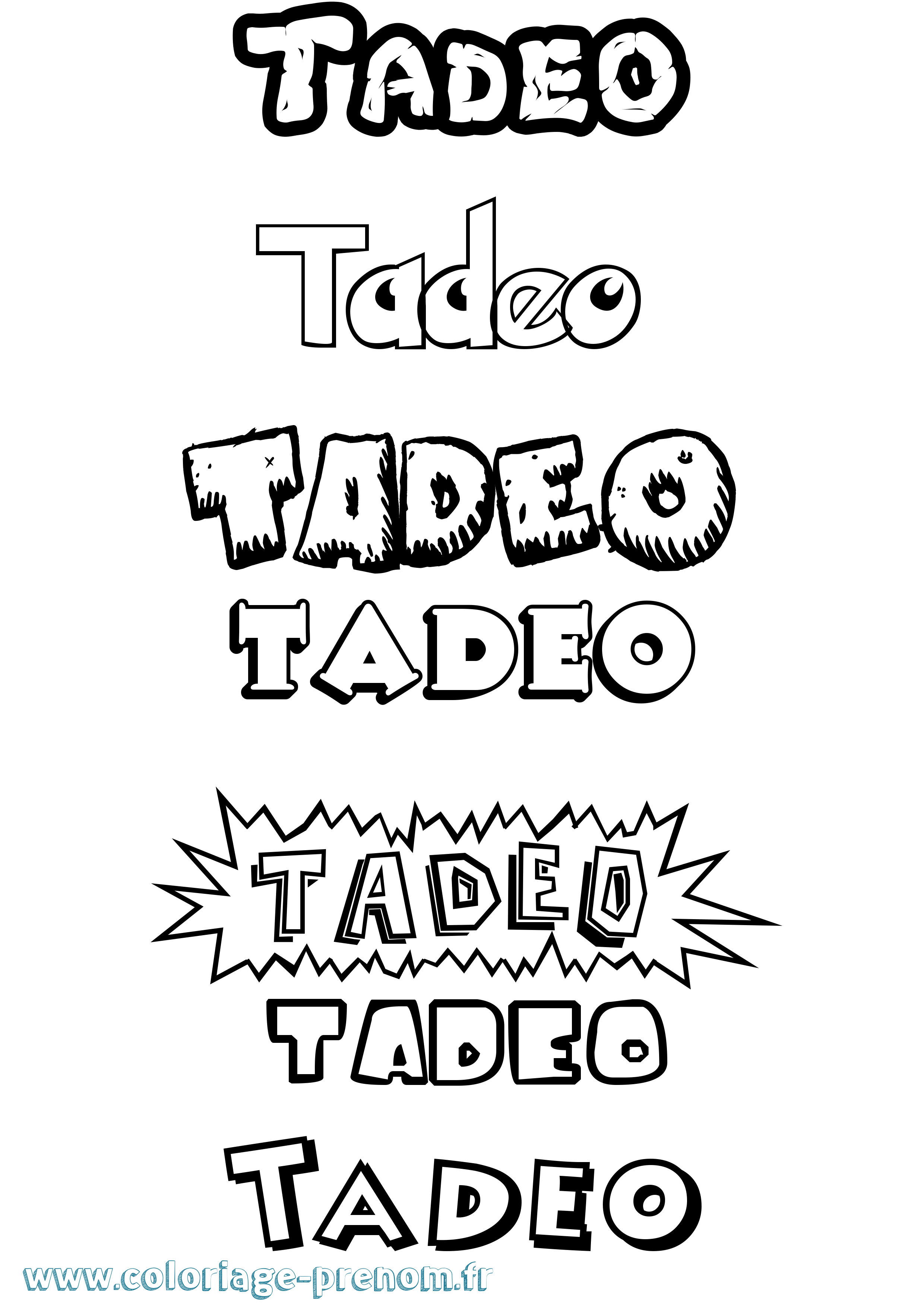 Coloriage prénom Tadeo Dessin Animé