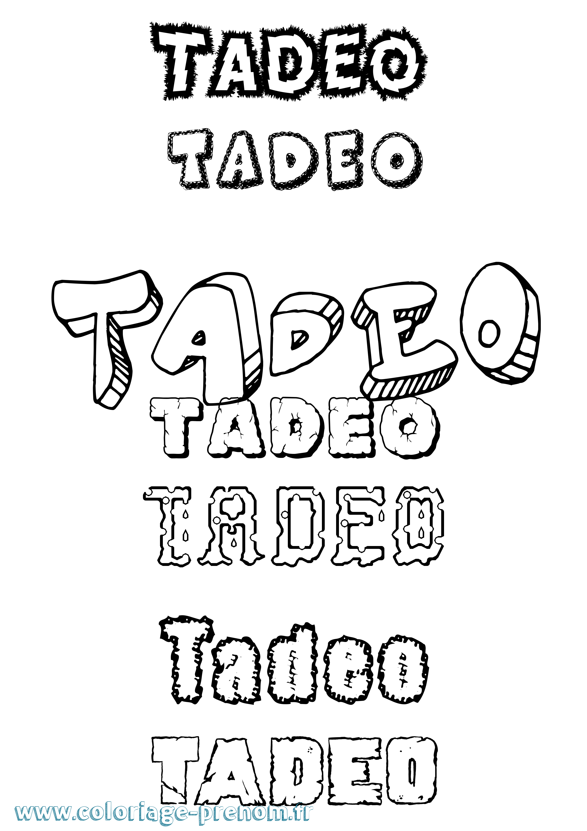 Coloriage prénom Tadeo Destructuré