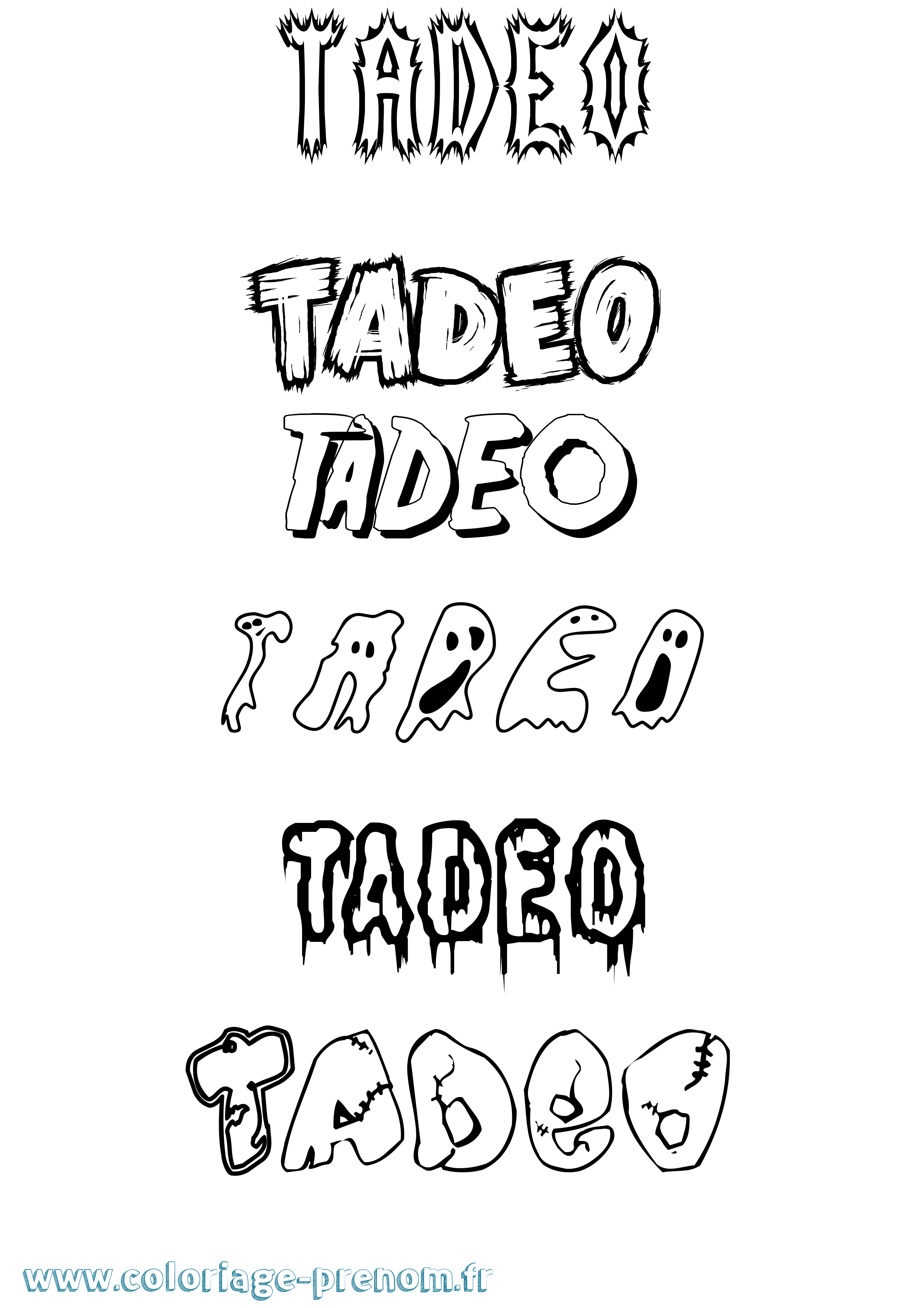 Coloriage prénom Tadeo Frisson
