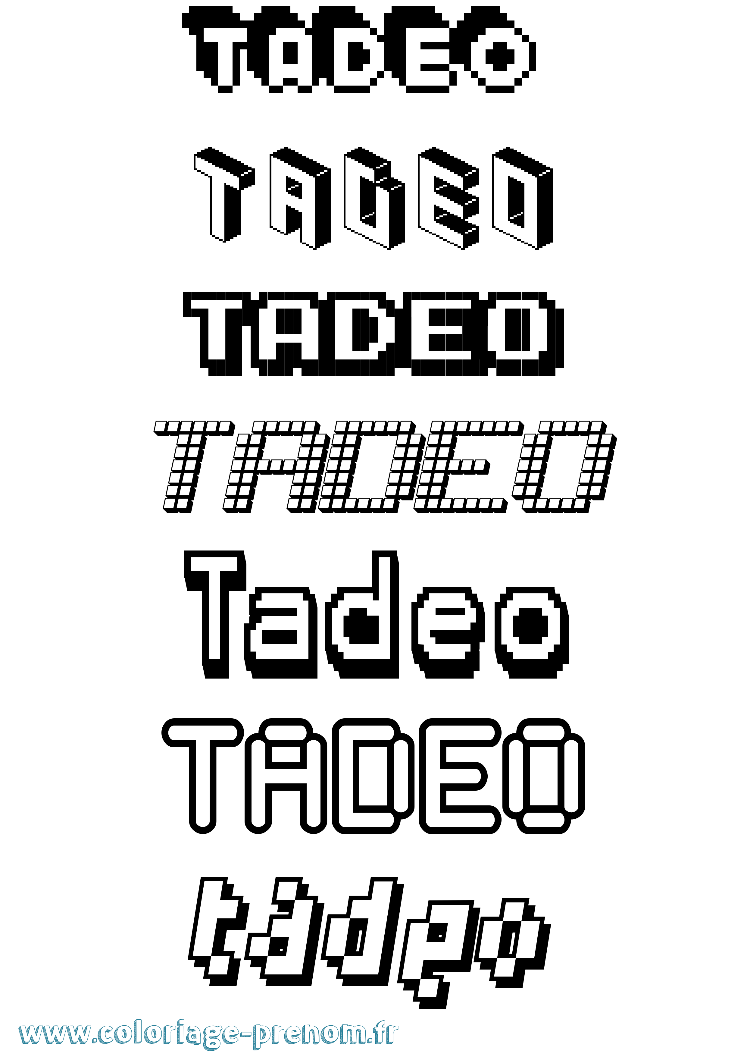 Coloriage prénom Tadeo Pixel