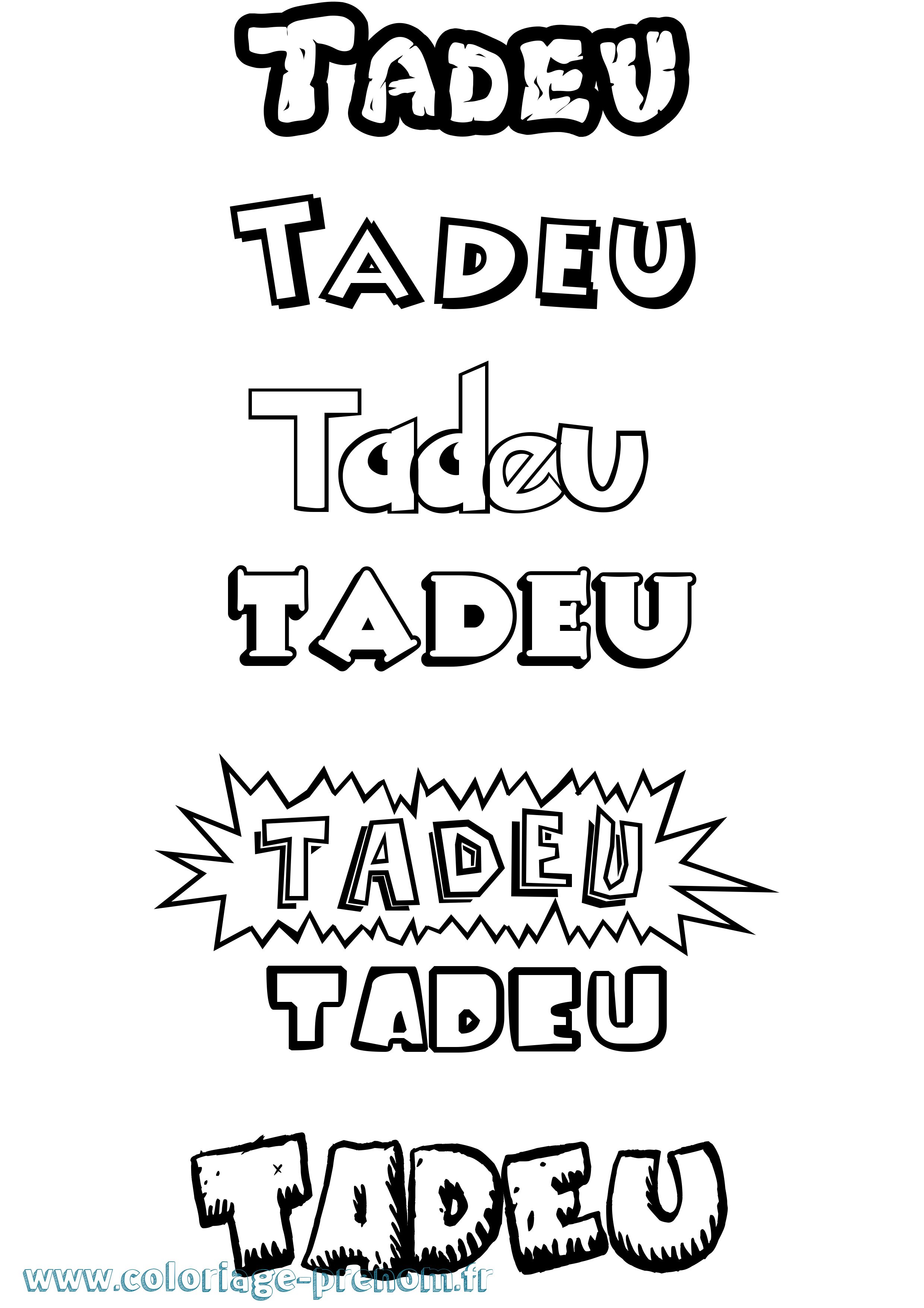 Coloriage prénom Tadeu Dessin Animé