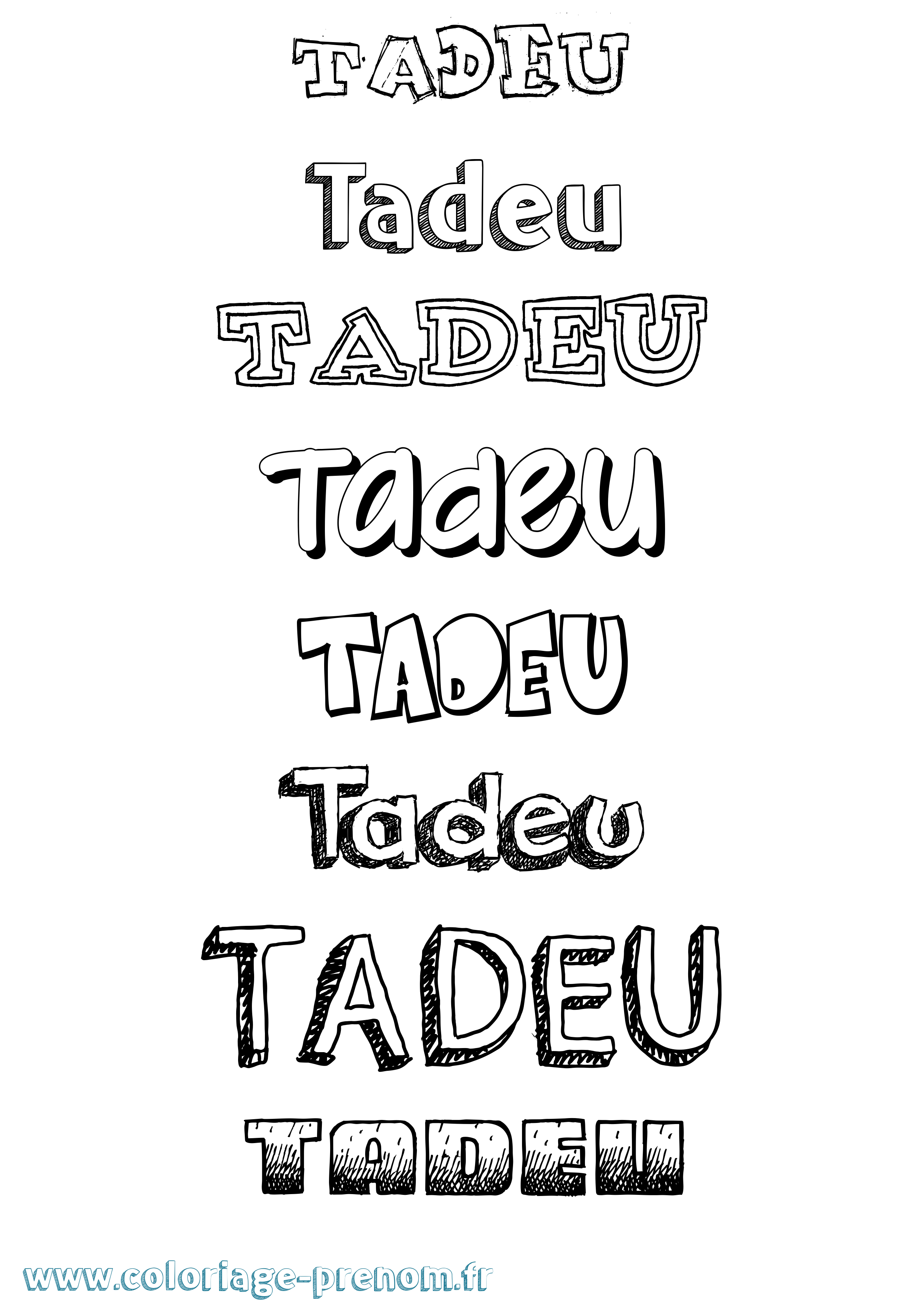 Coloriage prénom Tadeu Dessiné