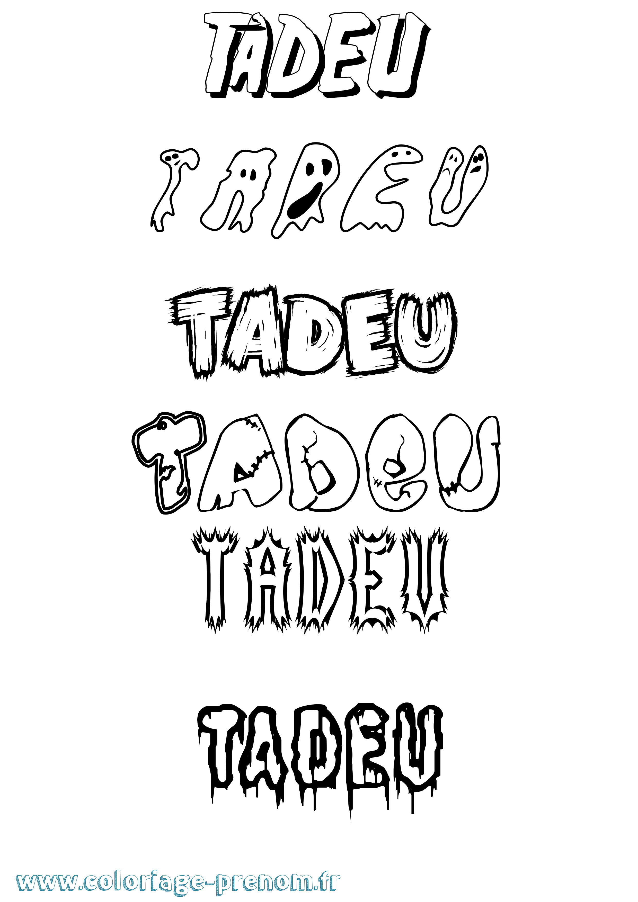 Coloriage prénom Tadeu Frisson