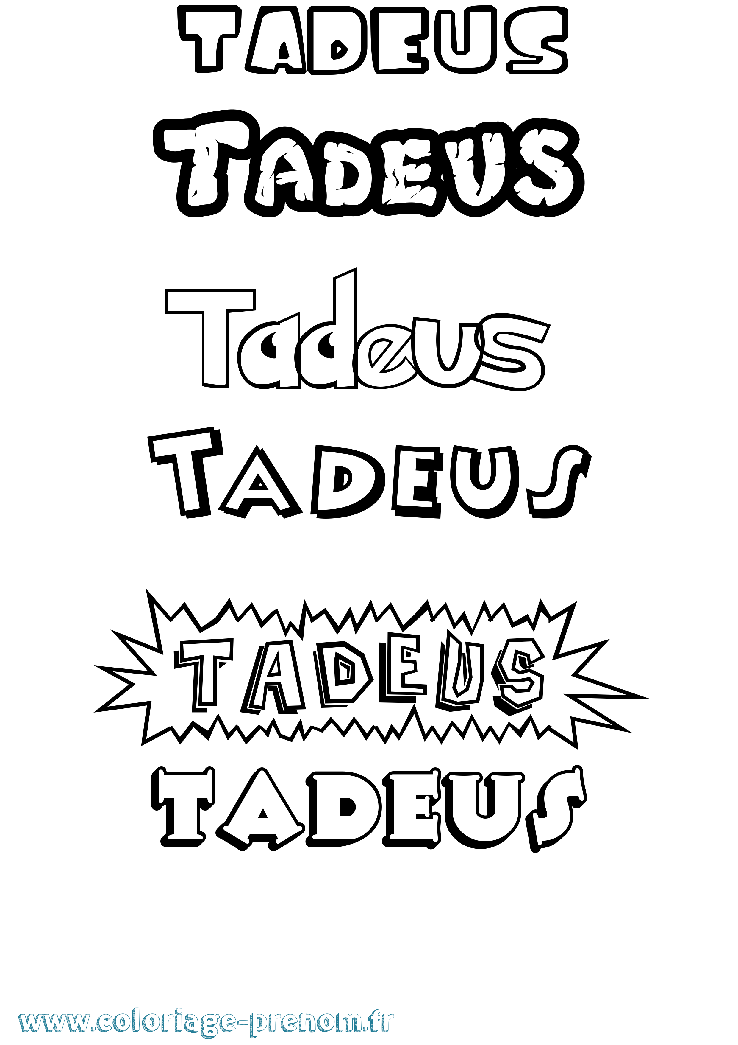 Coloriage prénom Tadeus Dessin Animé