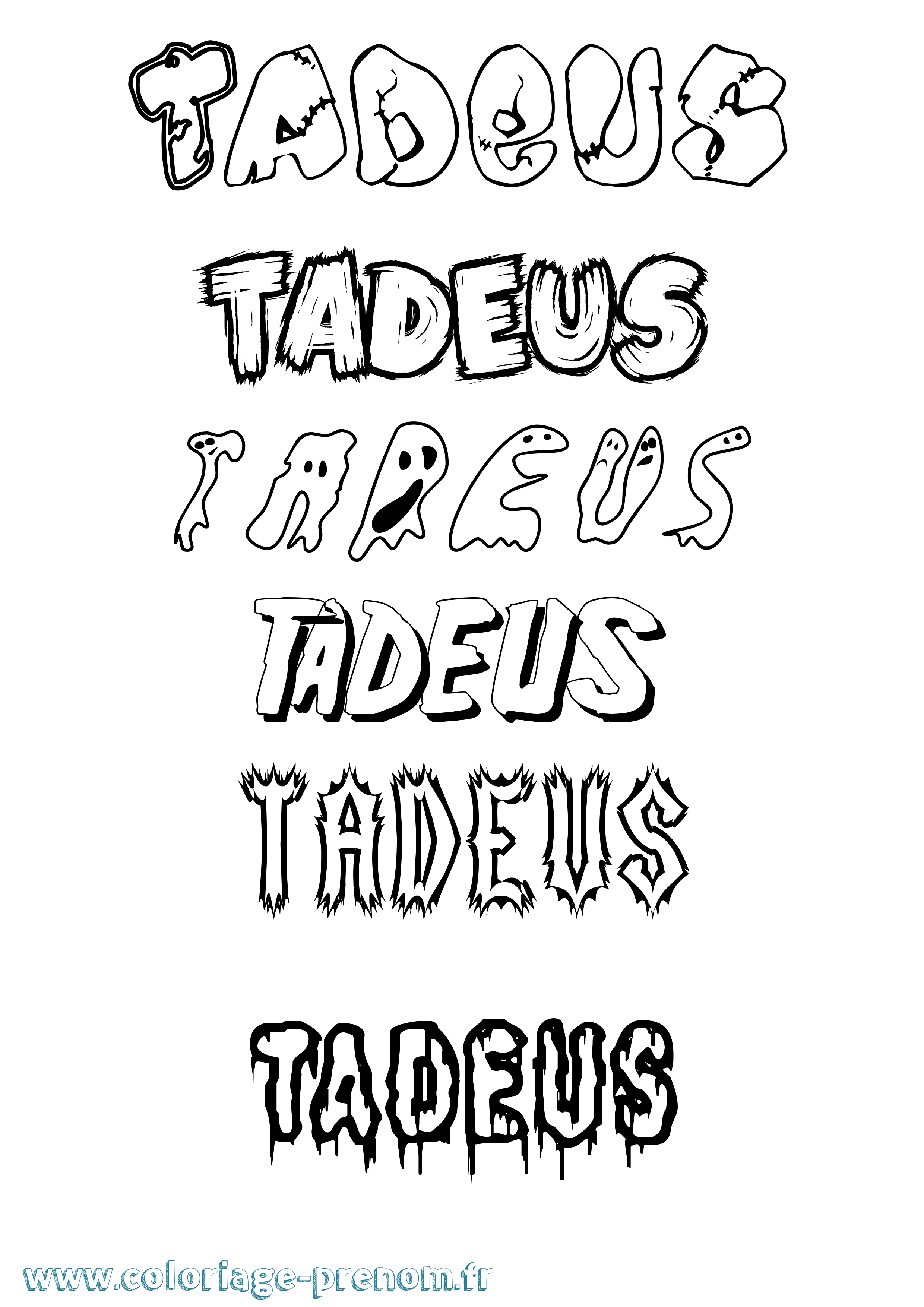 Coloriage prénom Tadeus Frisson