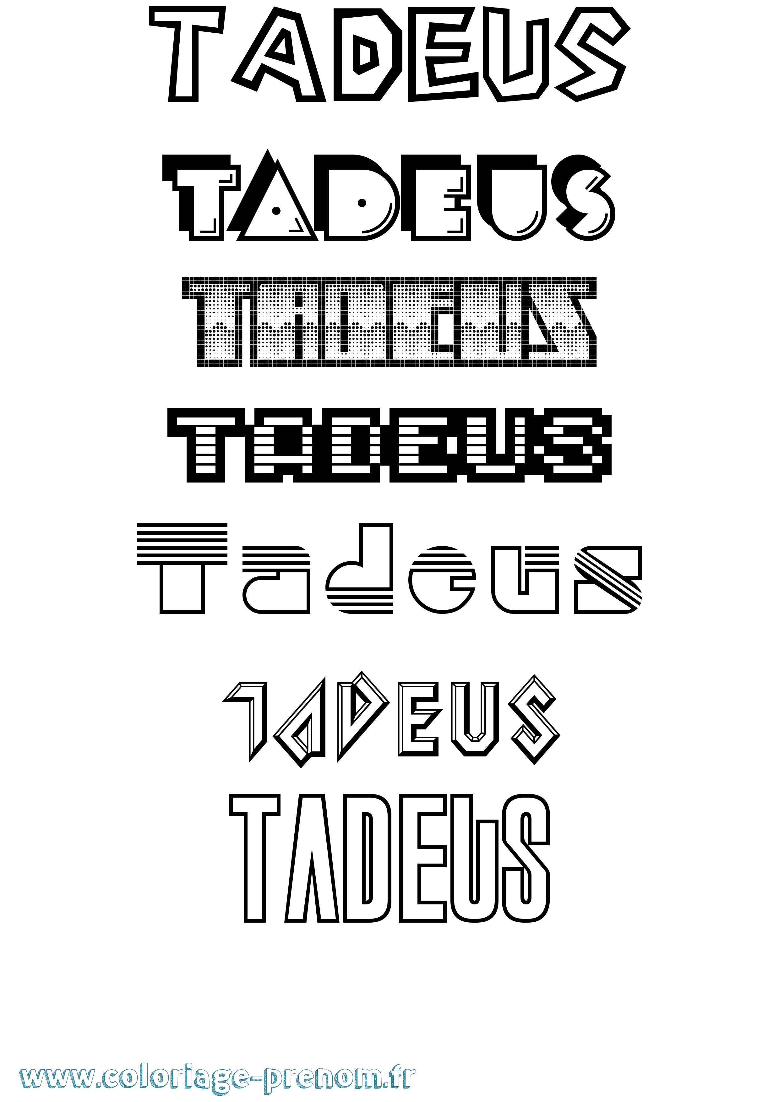 Coloriage prénom Tadeus Jeux Vidéos