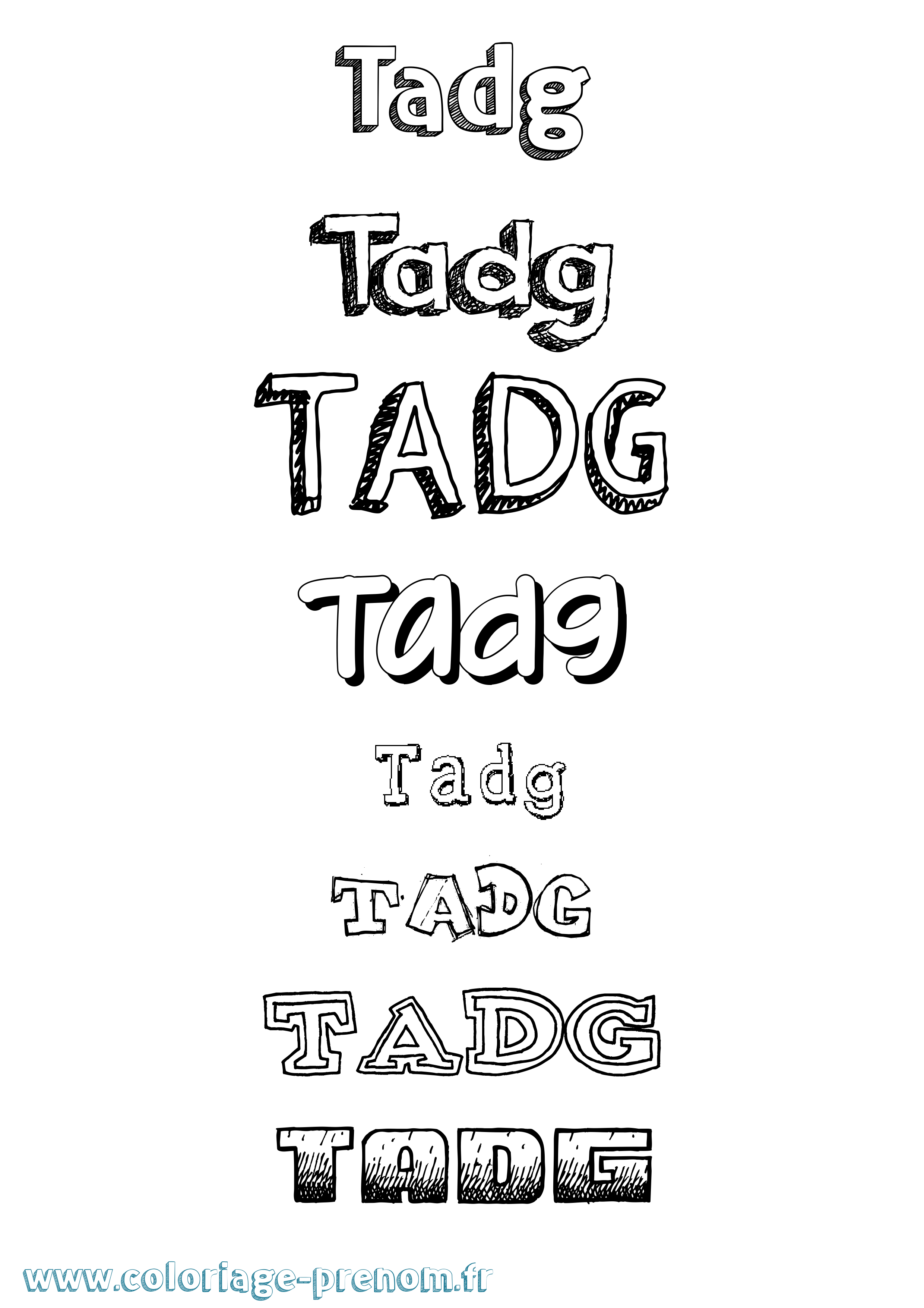 Coloriage prénom Tadg Dessiné