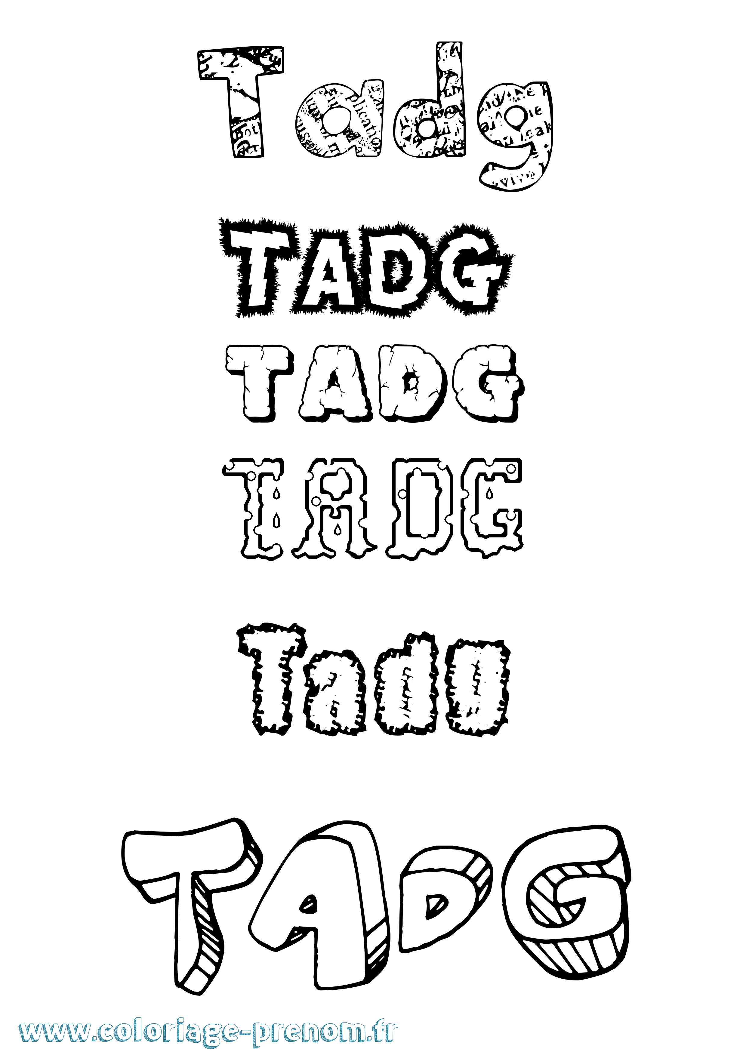Coloriage prénom Tadg Destructuré