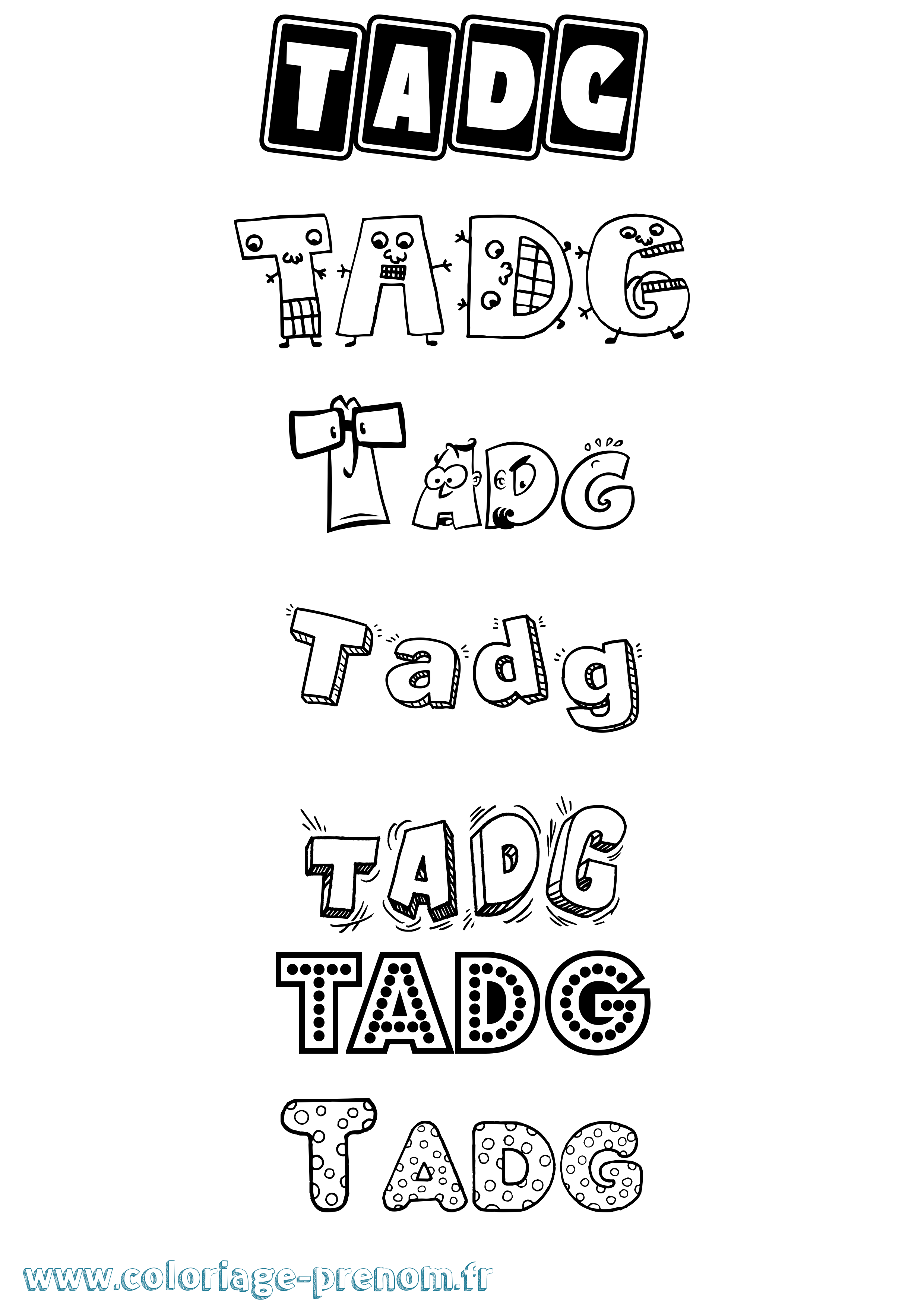 Coloriage prénom Tadg Fun