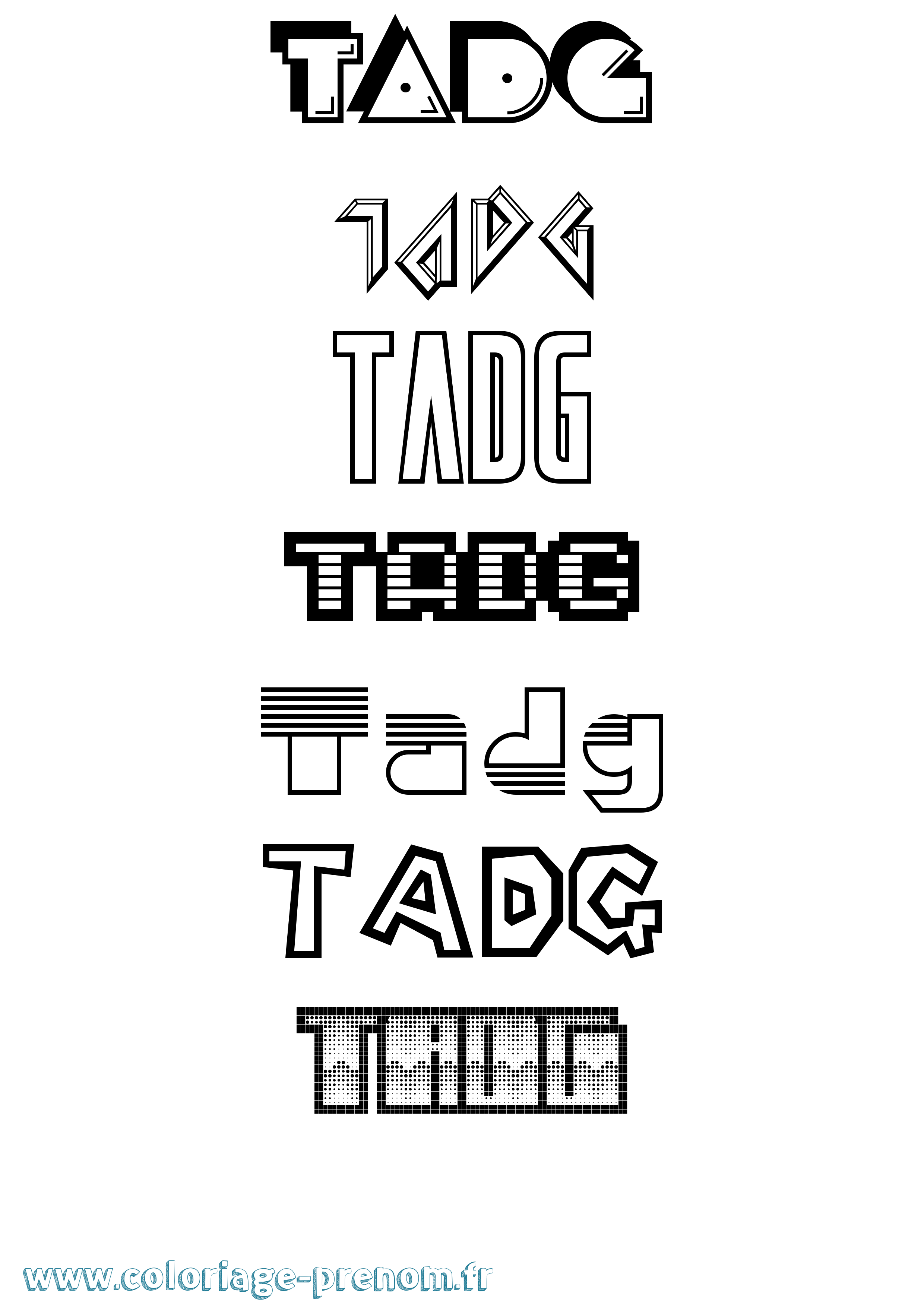 Coloriage prénom Tadg Jeux Vidéos