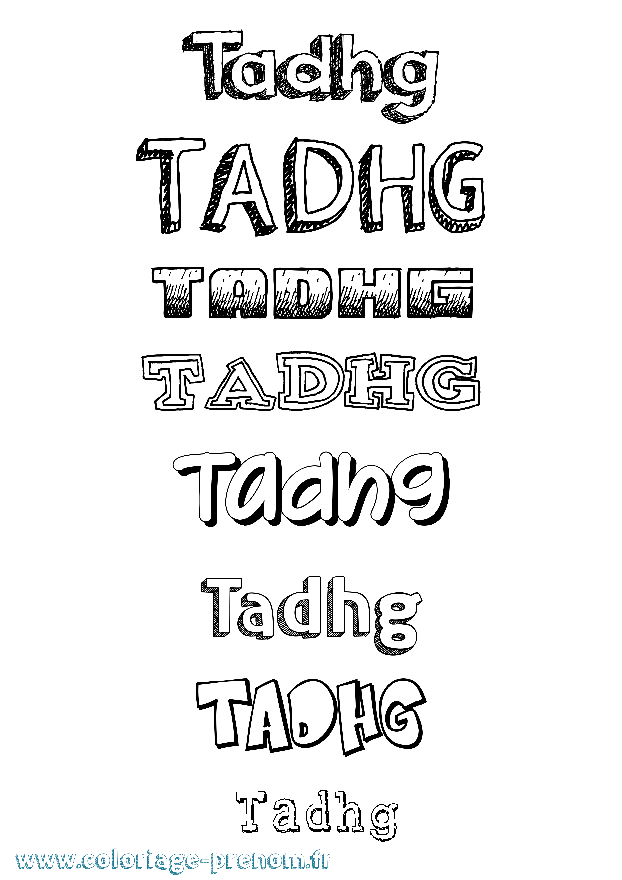 Coloriage prénom Tadhg Dessiné