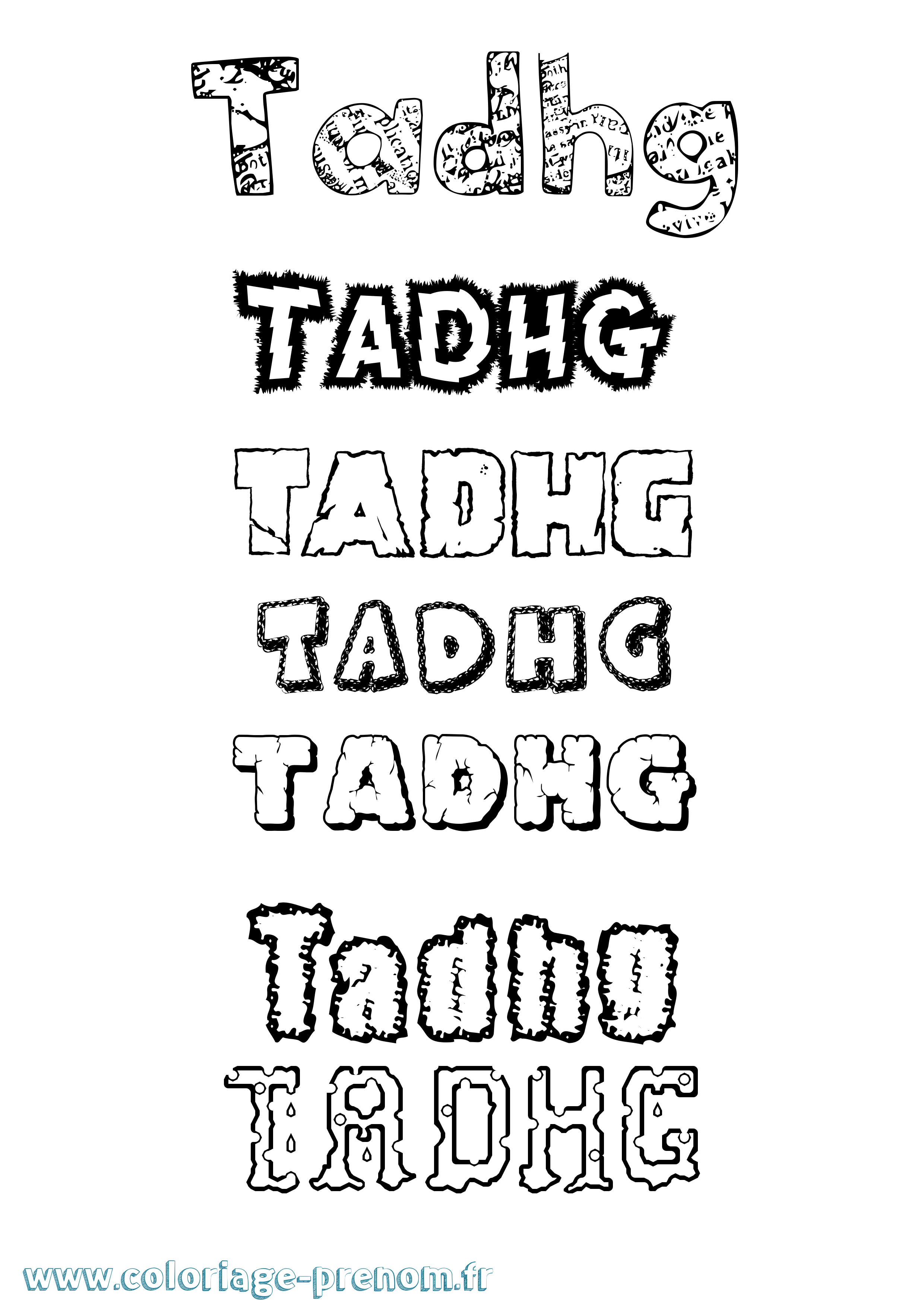 Coloriage Tadhg Destructuré Coloriage prénom Tadhg Destructuré