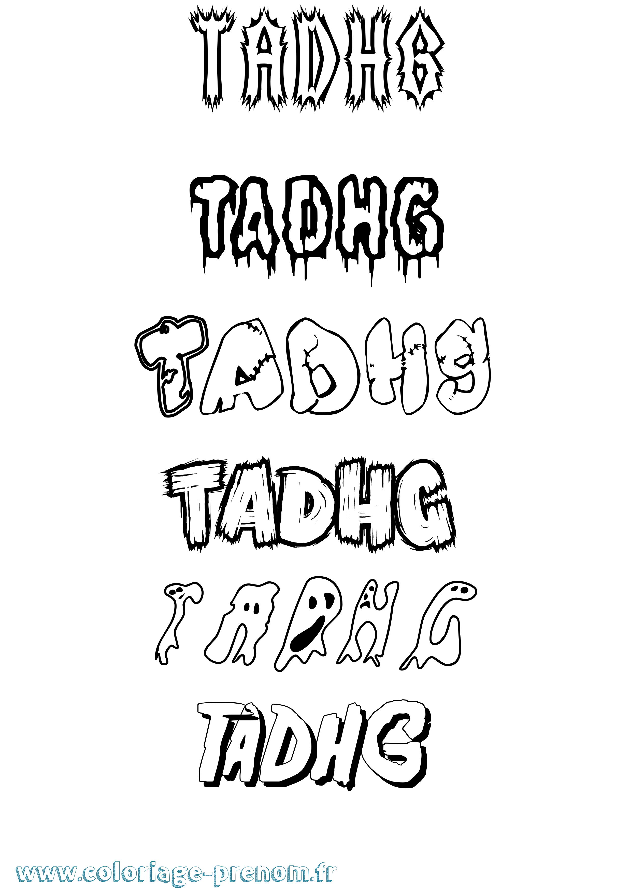 Coloriage Tadhg Frisson Coloriage prénom Tadhg Frisson