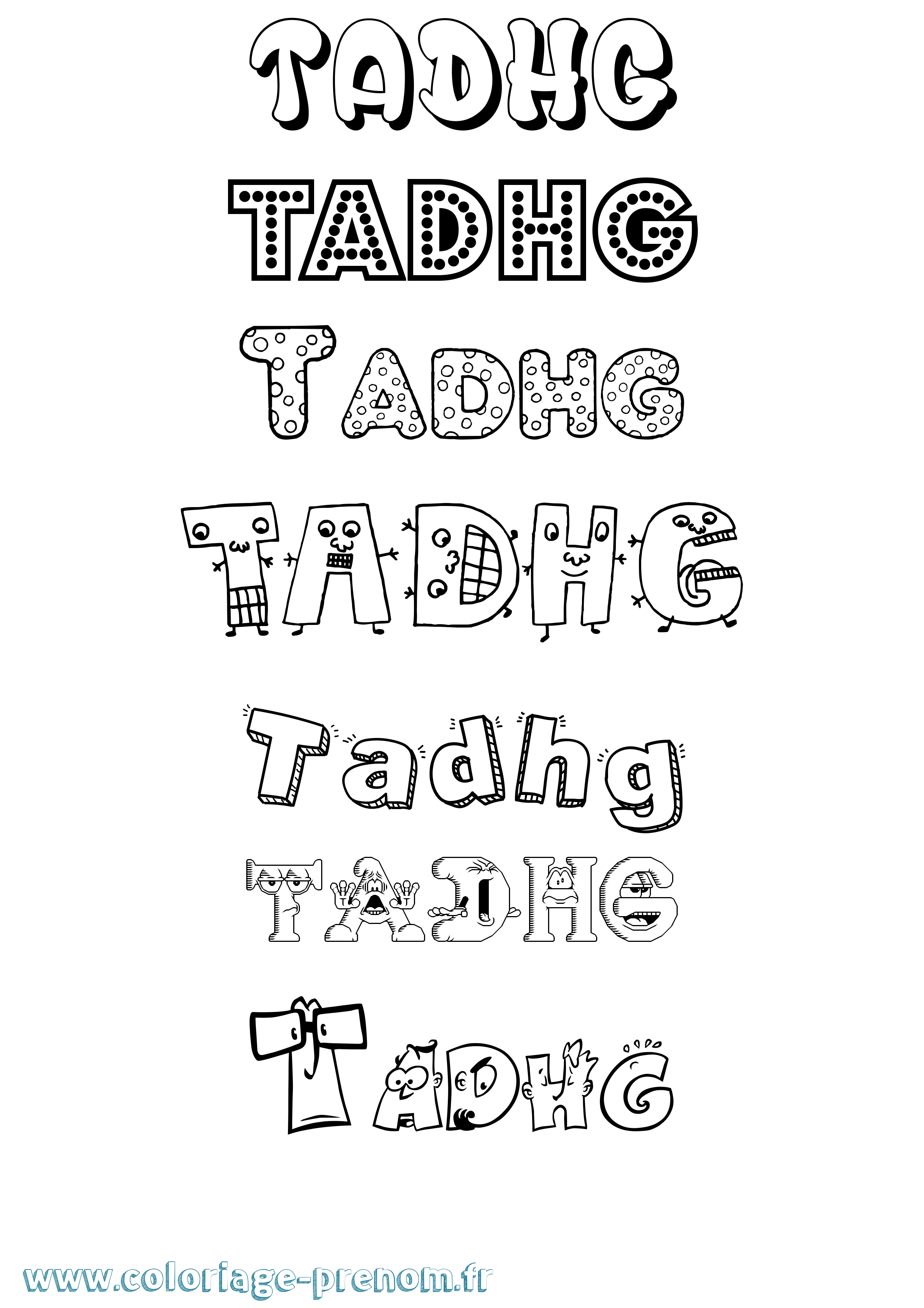 Coloriage Tadhg Fun Coloriage prénom Tadhg Fun