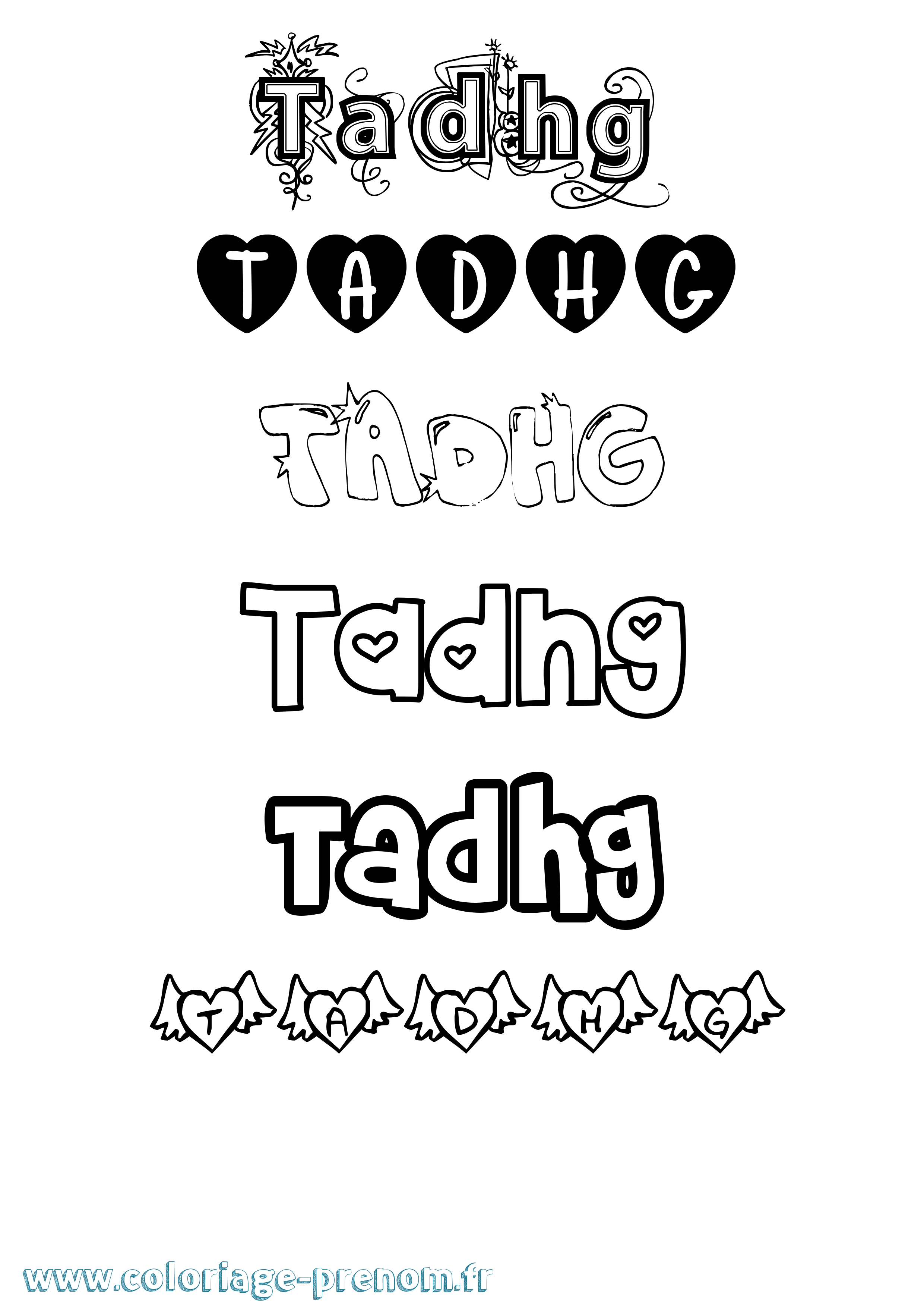 Coloriage Tadhg Girly Coloriage prénom Tadhg Girly